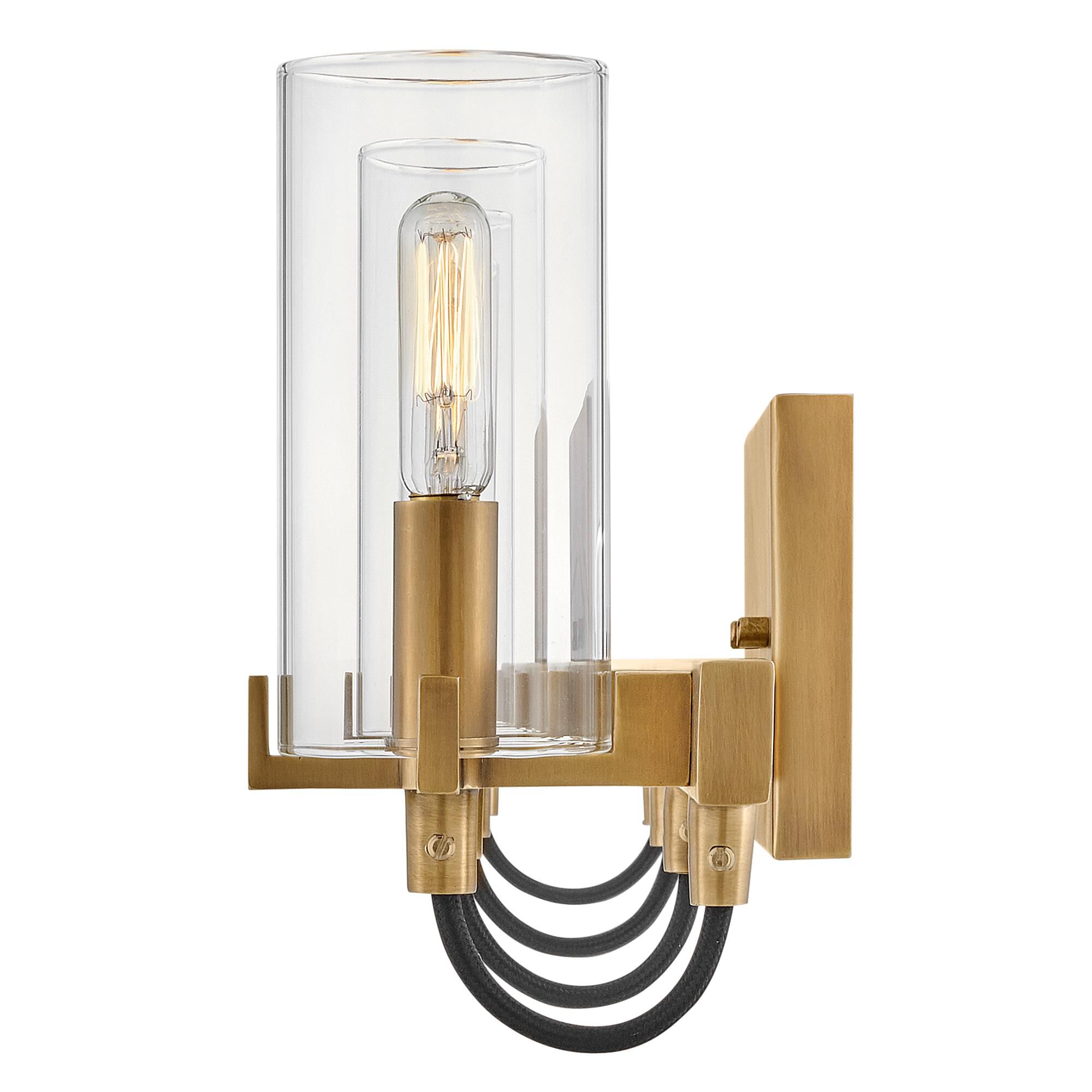 Shown in Heritage Brass finish and Clear glass