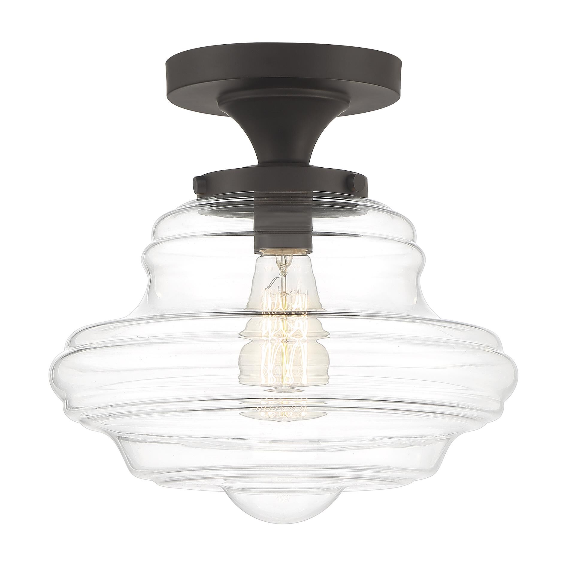 Shown in Oil Rubbed Bronze finish and Clear glass and Glass shade