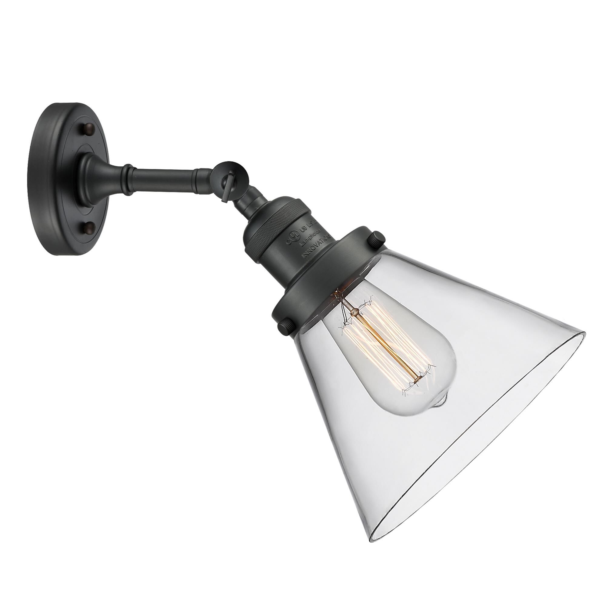 Shown in Matte Black finish and Clear glass and None accent