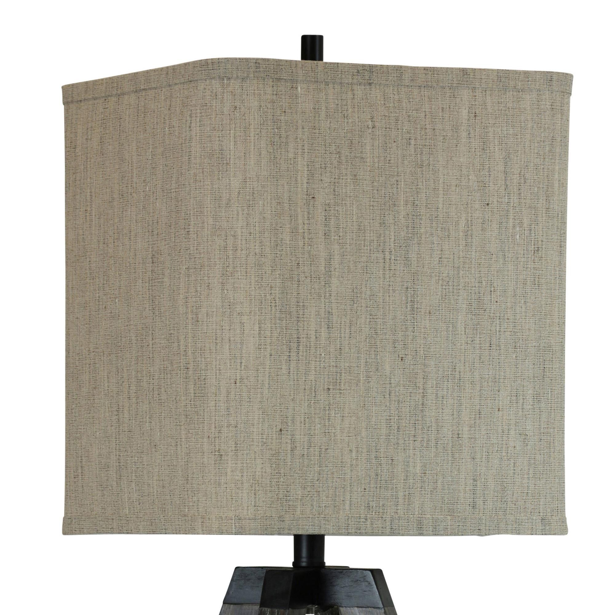 Shown in Dark Wood finish and Beige Linen shade
