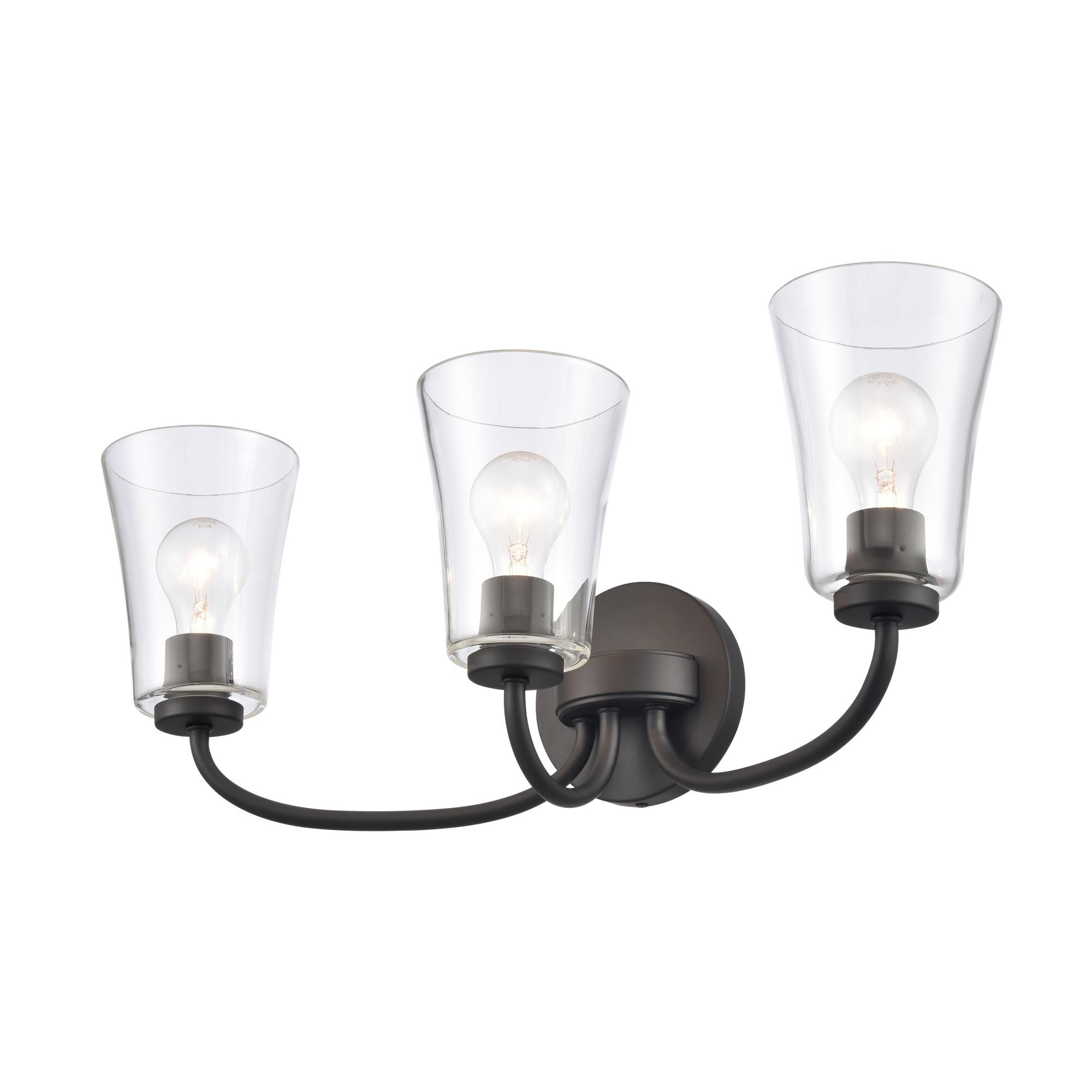 Shown in Matte Black finish and Clear  Bell Shade glass and Clear Glass Bell shade