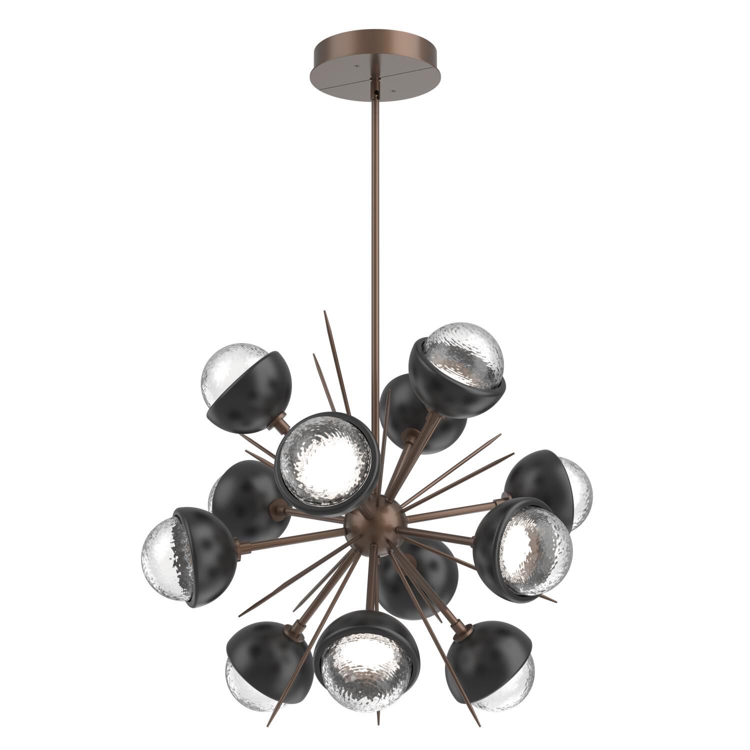 Shown in Burnished Bronze finish and Clear glass and Matte Black accent