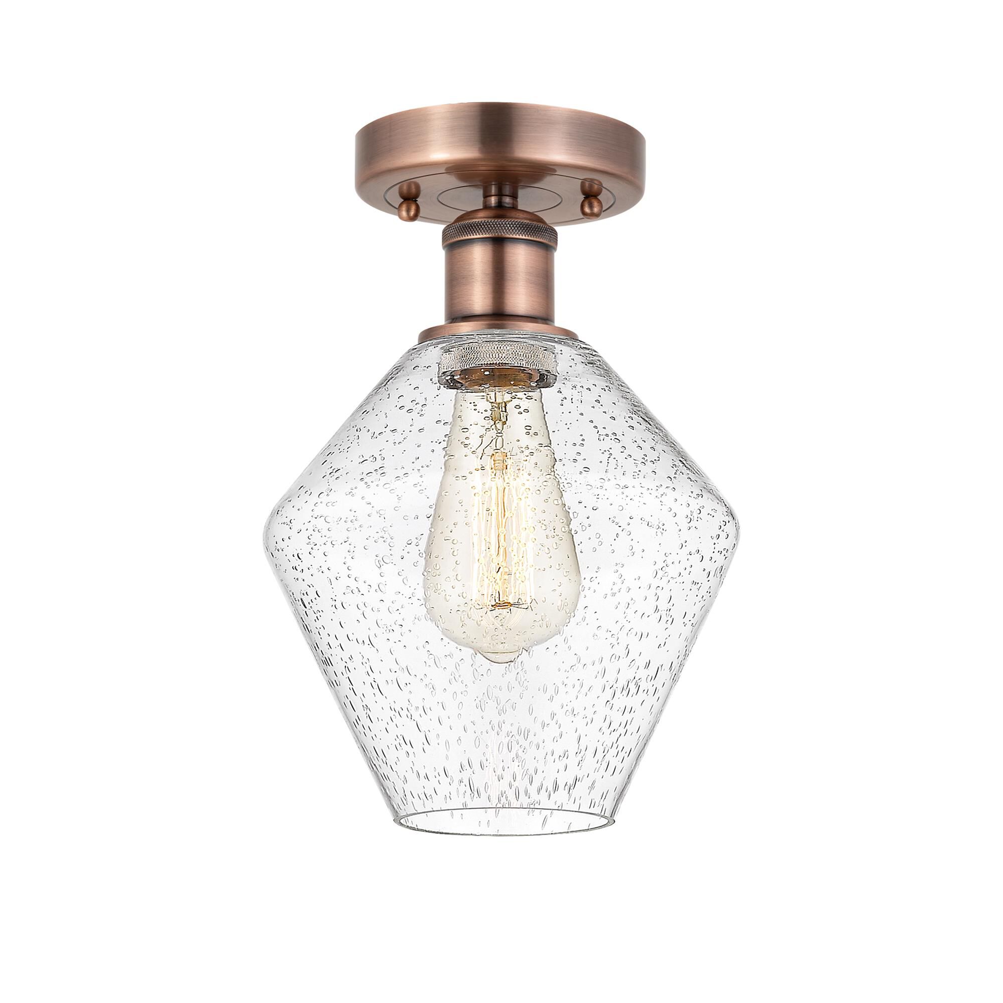 Shown in Antique Copper finish and Seedy glass
