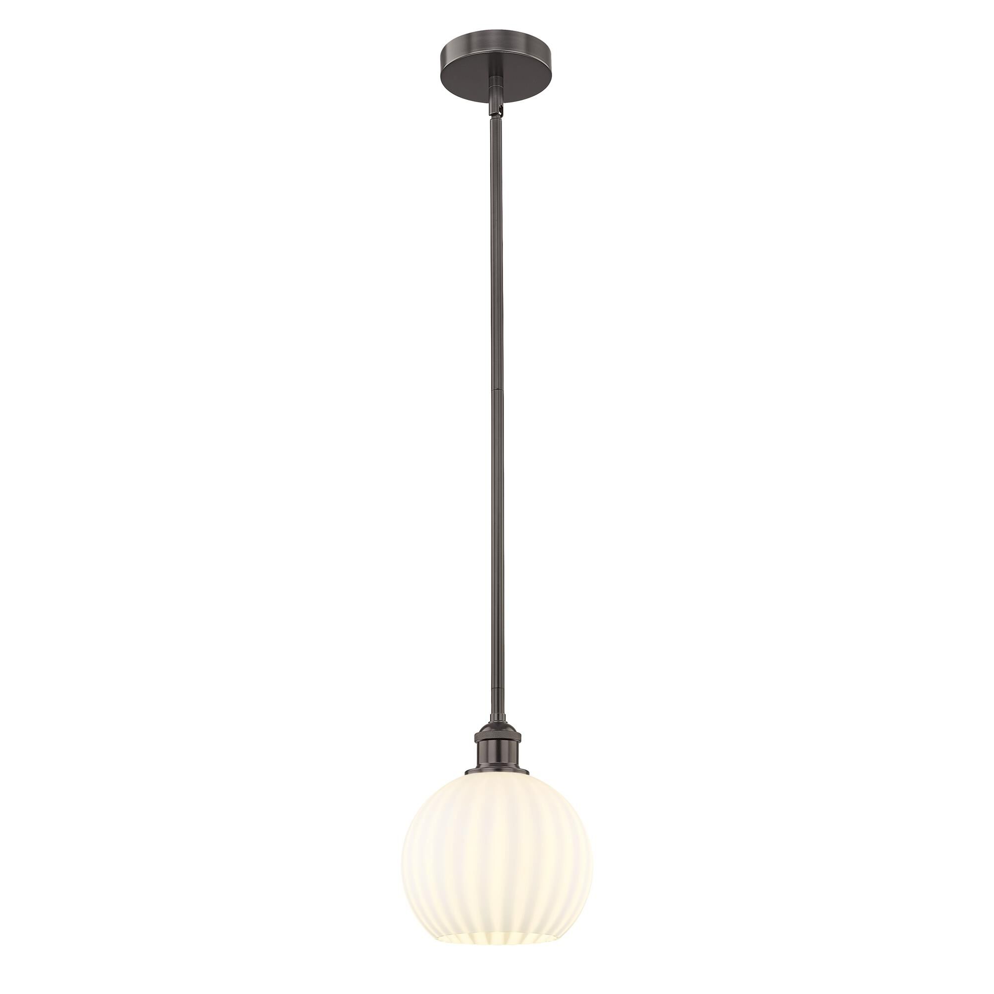 Shown in Oil Rubbed Bronze finish and White Venetian glass