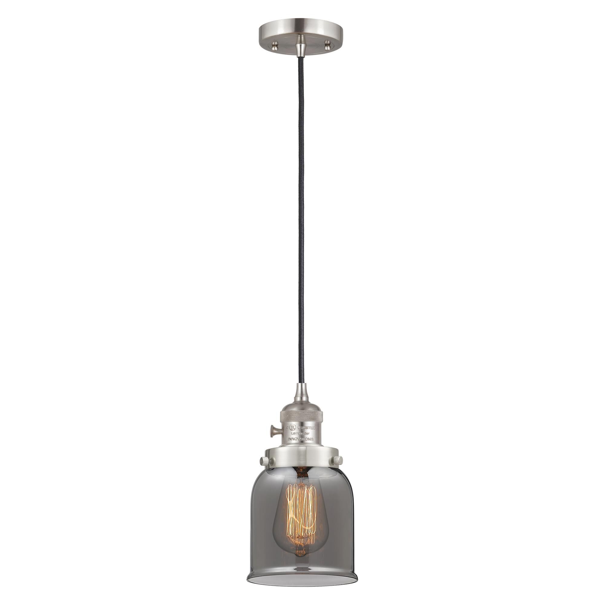 Shown in Brushed Satin Nickel finish and Plated Smoke glass