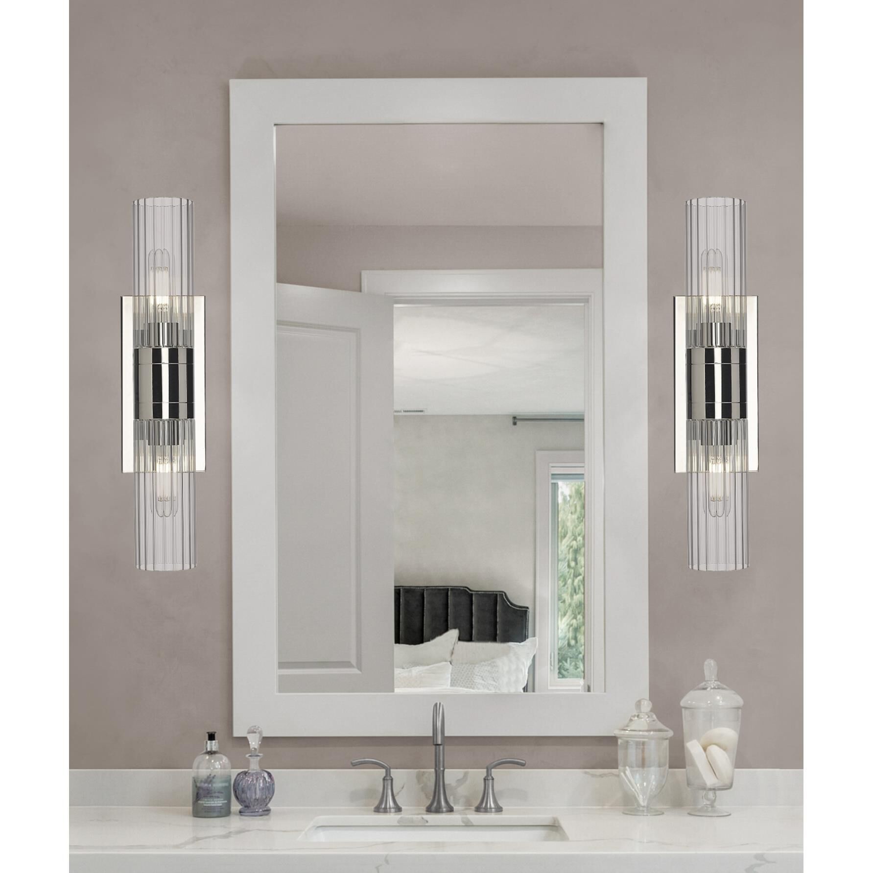 Shown in Polished Nickel finish and Clear glass