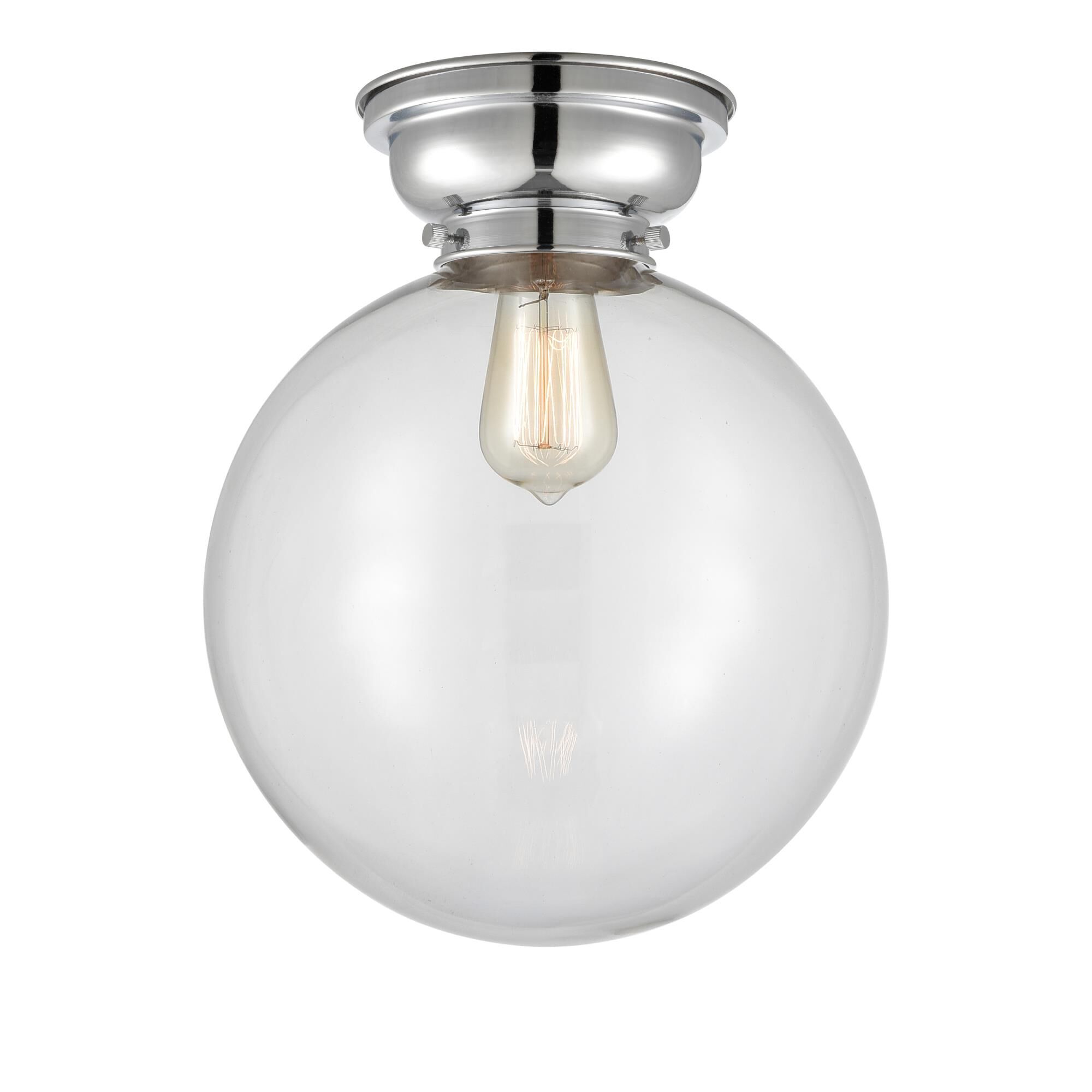 Shown in Polished Chrome finish and Globe glass and Glass shade