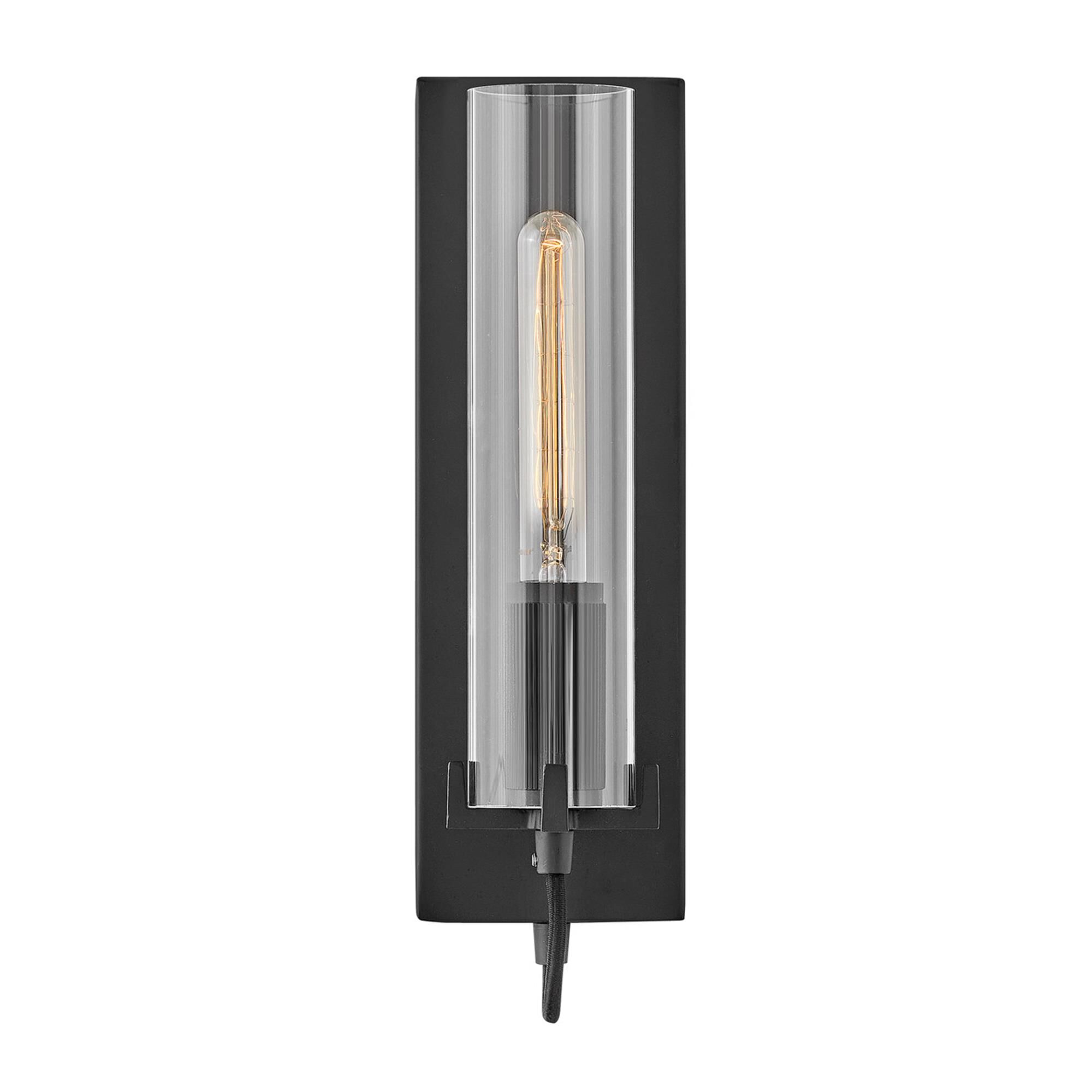 Shown in Black finish and Clear glass