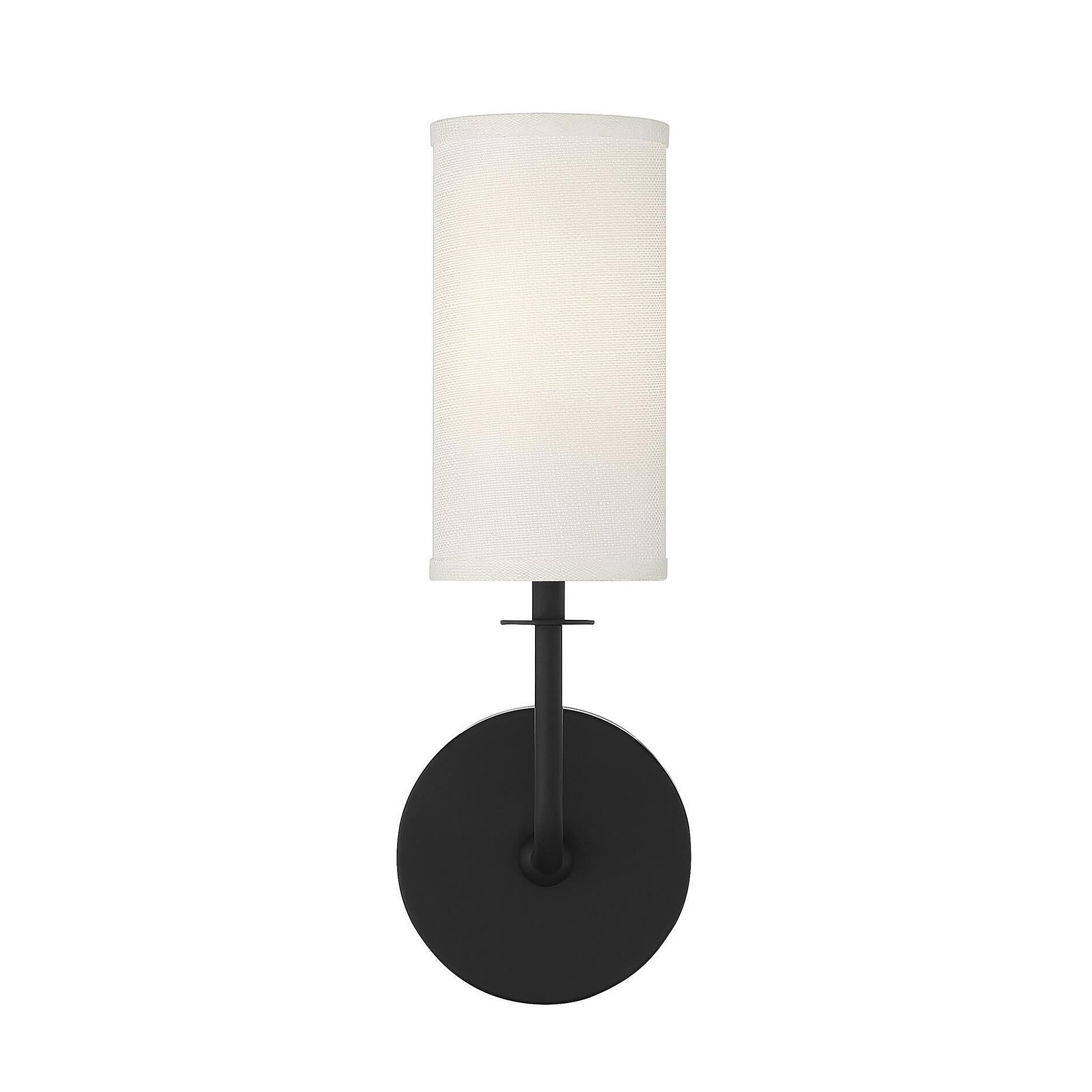 Shown in Matte Black finish and White Fabric shade
