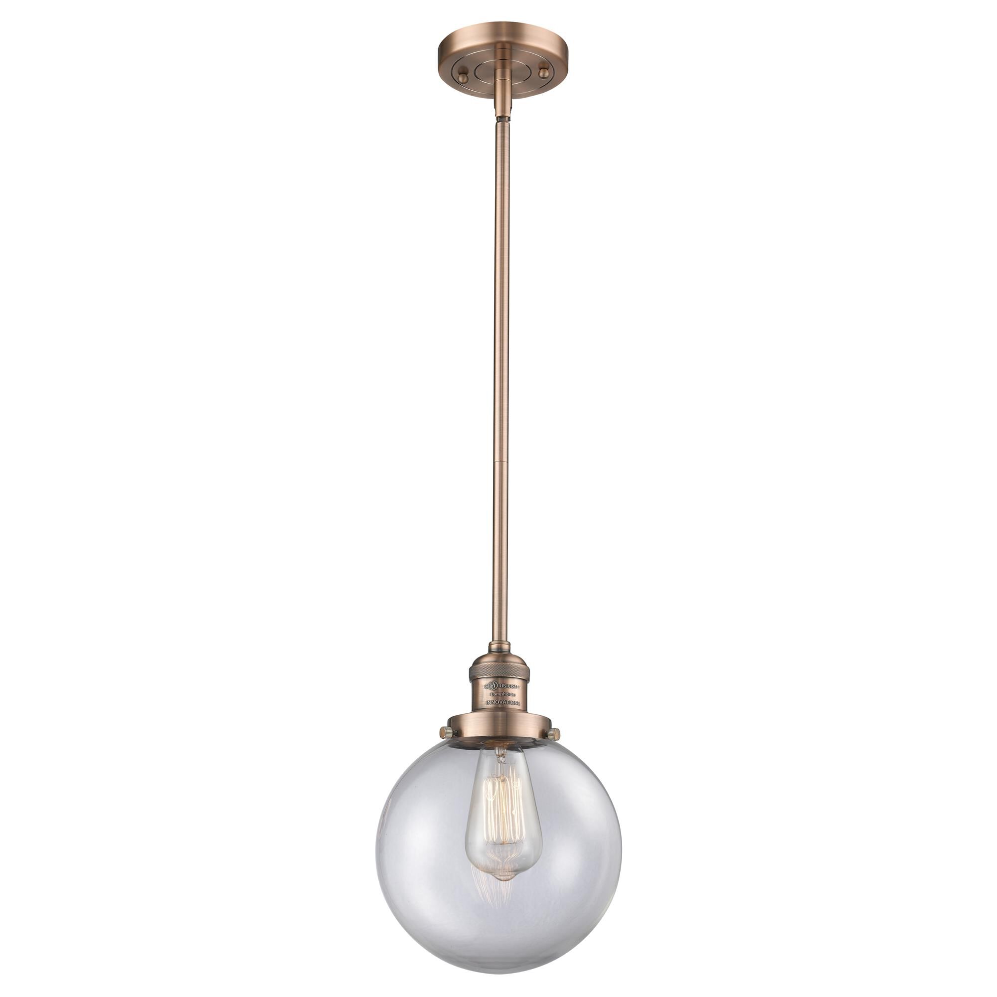 Shown in Antique Copper finish and Clear glass