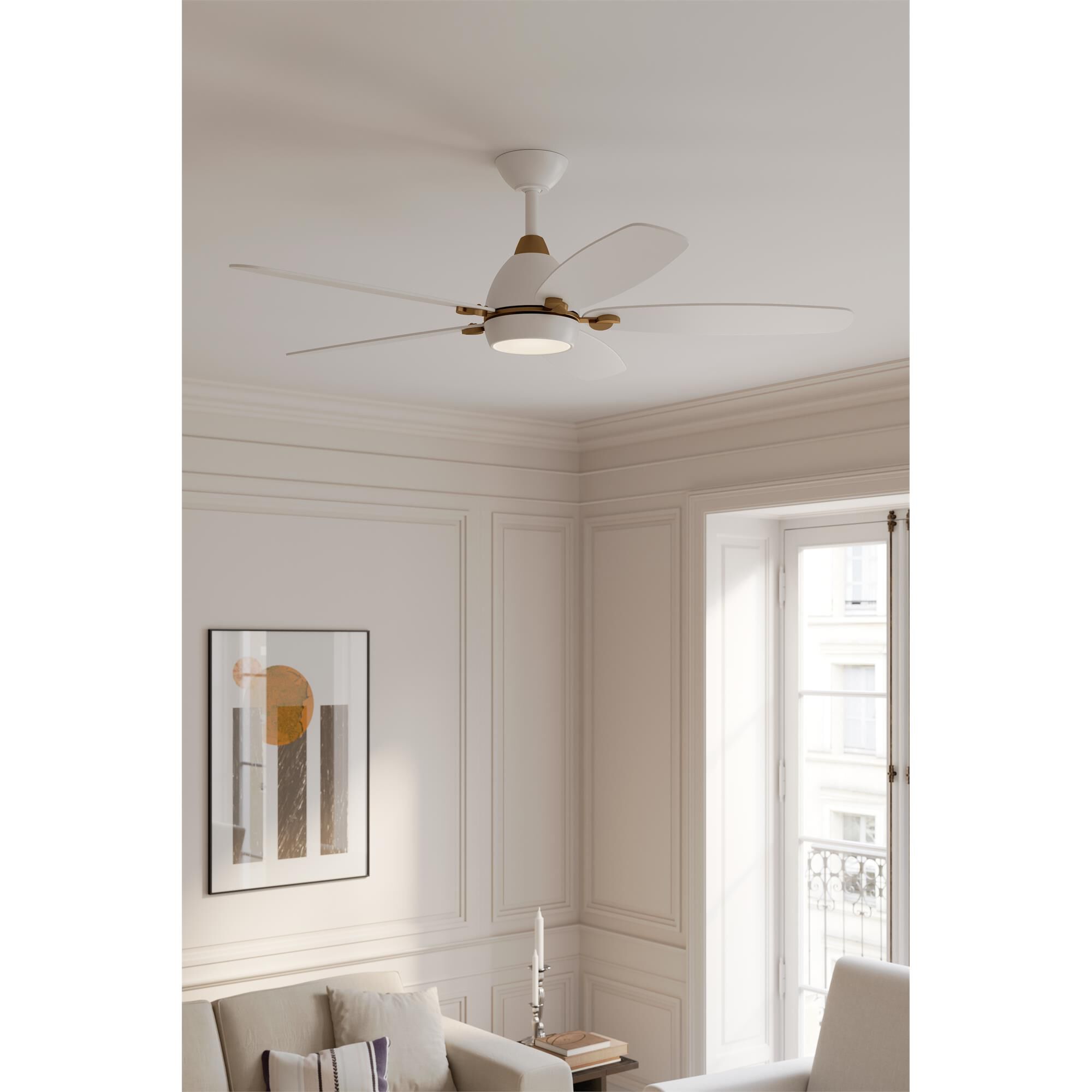 Shown in Alabaster White and Brushed Bronze finish and Matte Lens glass