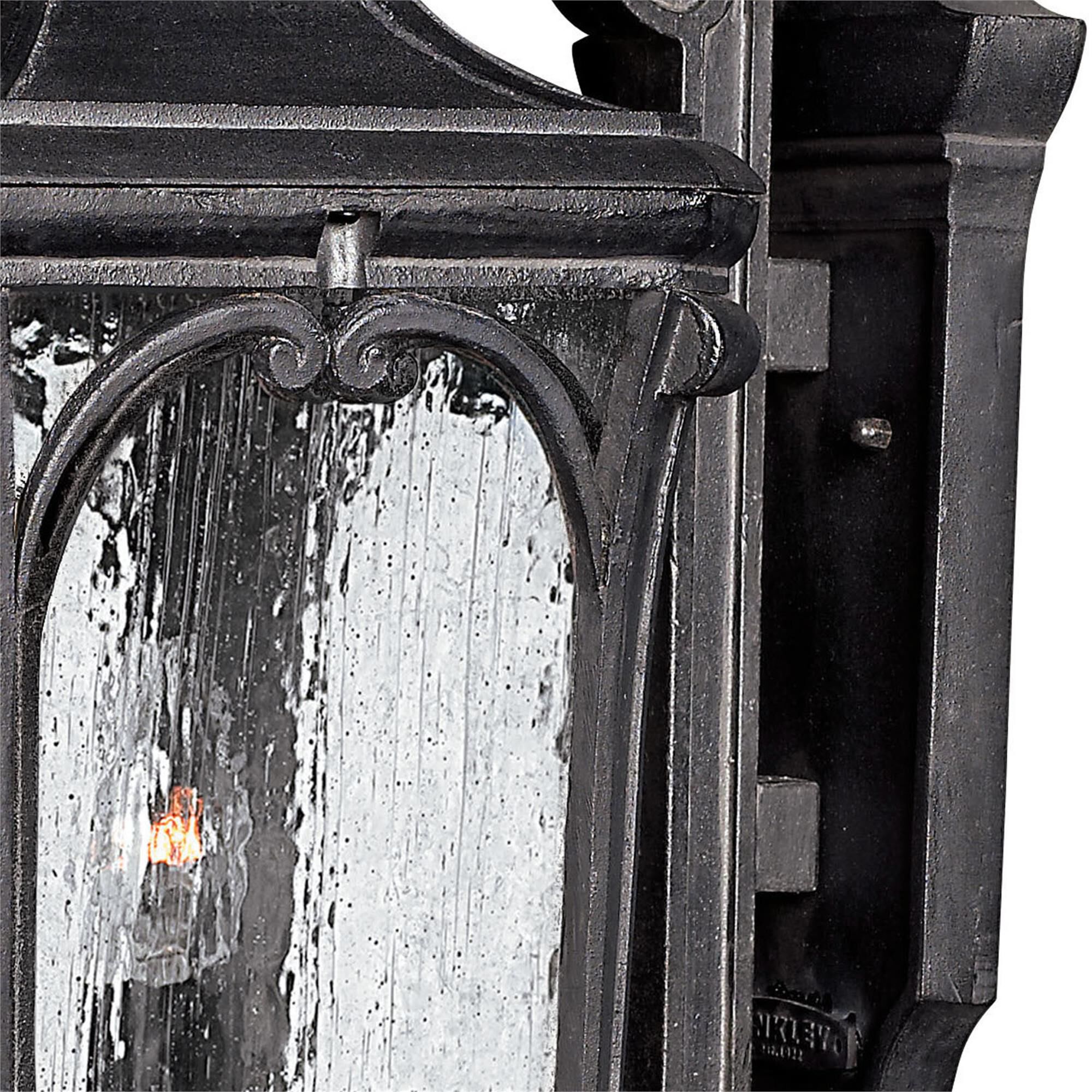 Shown in Museum Black finish and Clear Seedy glass