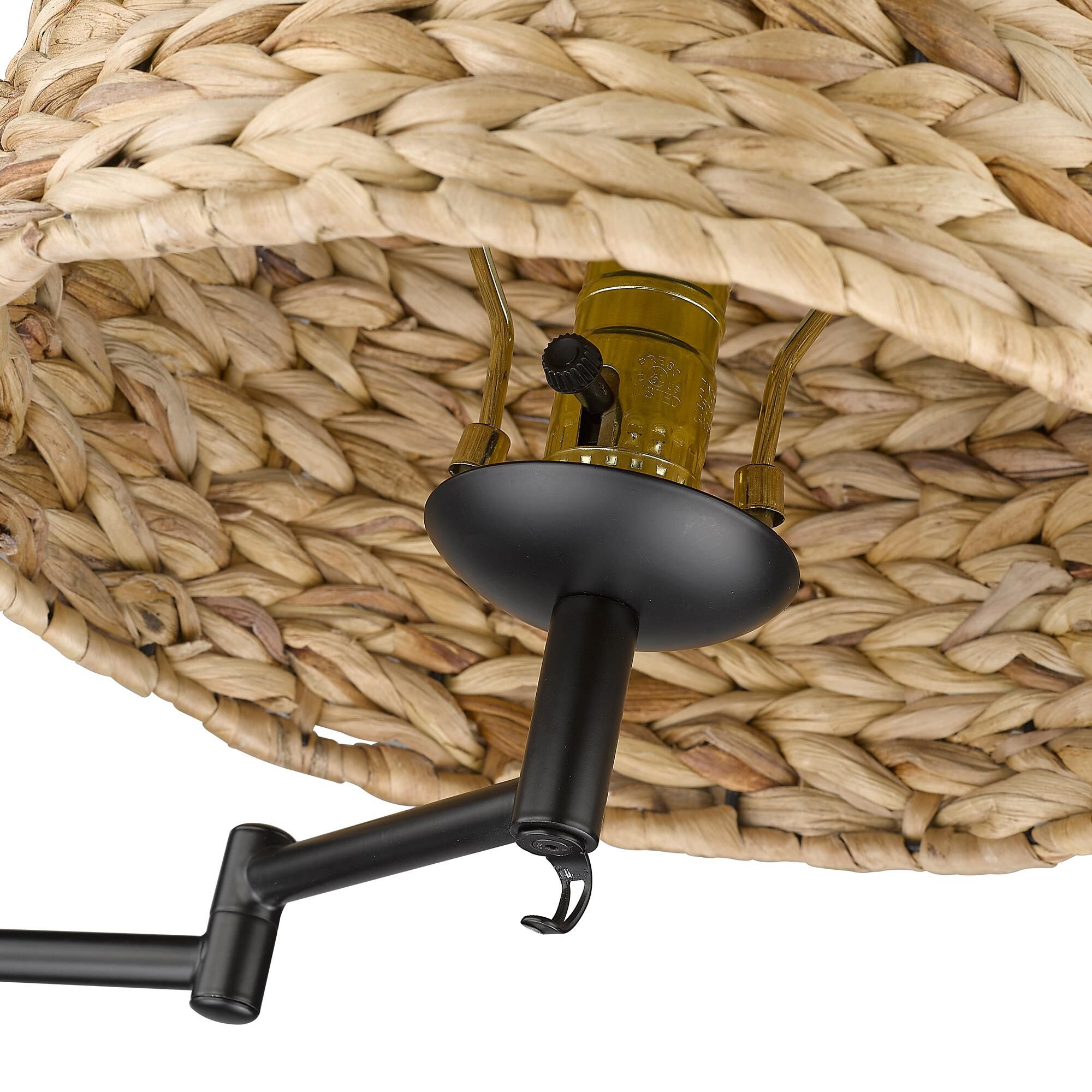 Shown in Matte Black finish and Woven Sweet Grass glass