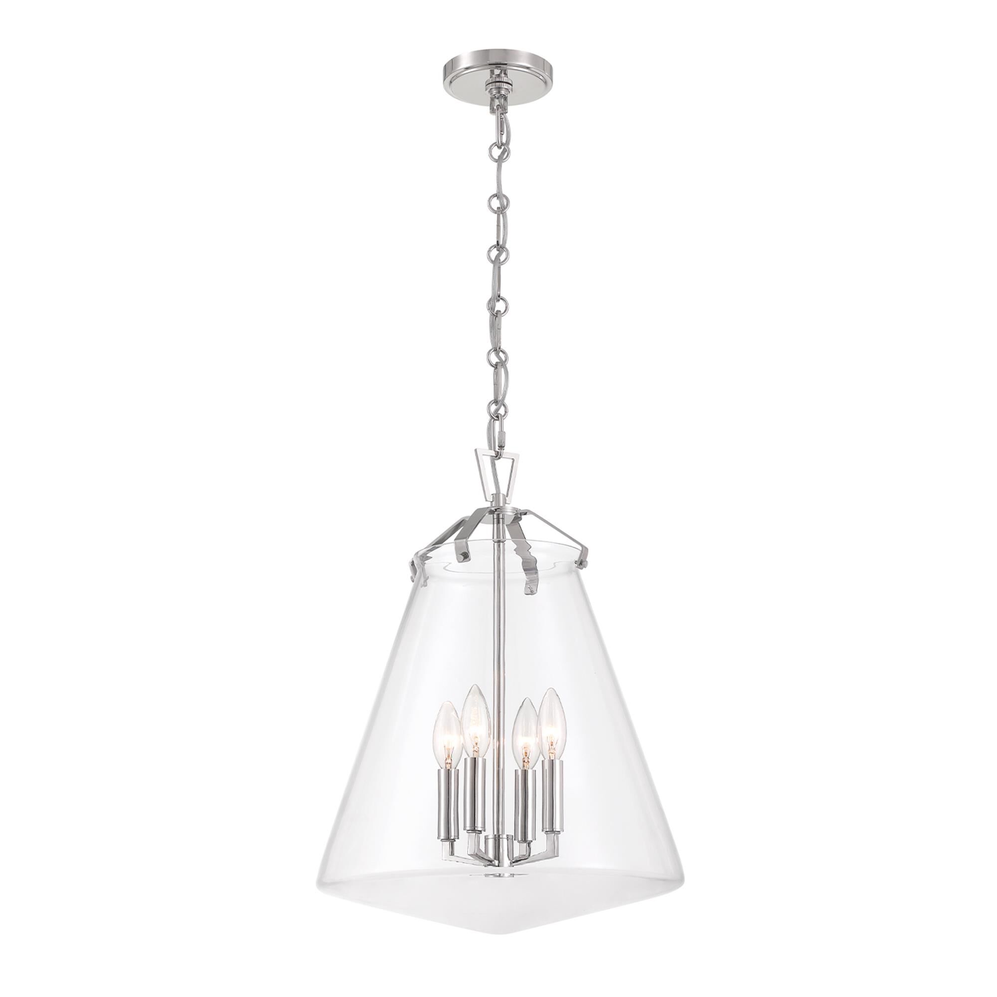 Shown in Polished Nickel finish and Clear glass