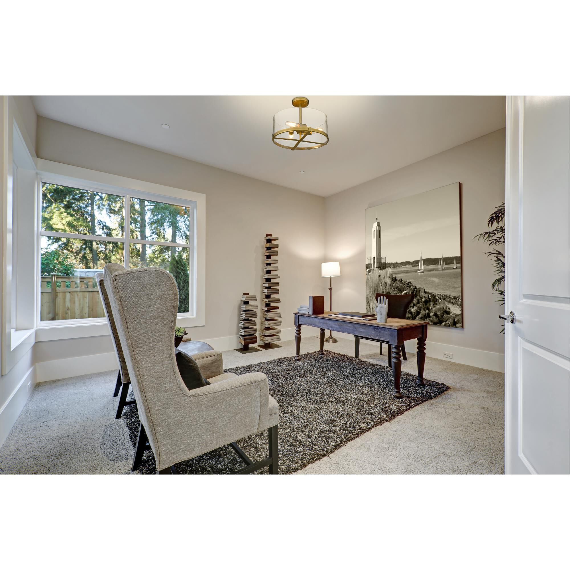 Shown in Rubbed Brass finish and Clear glass and No Shade shade