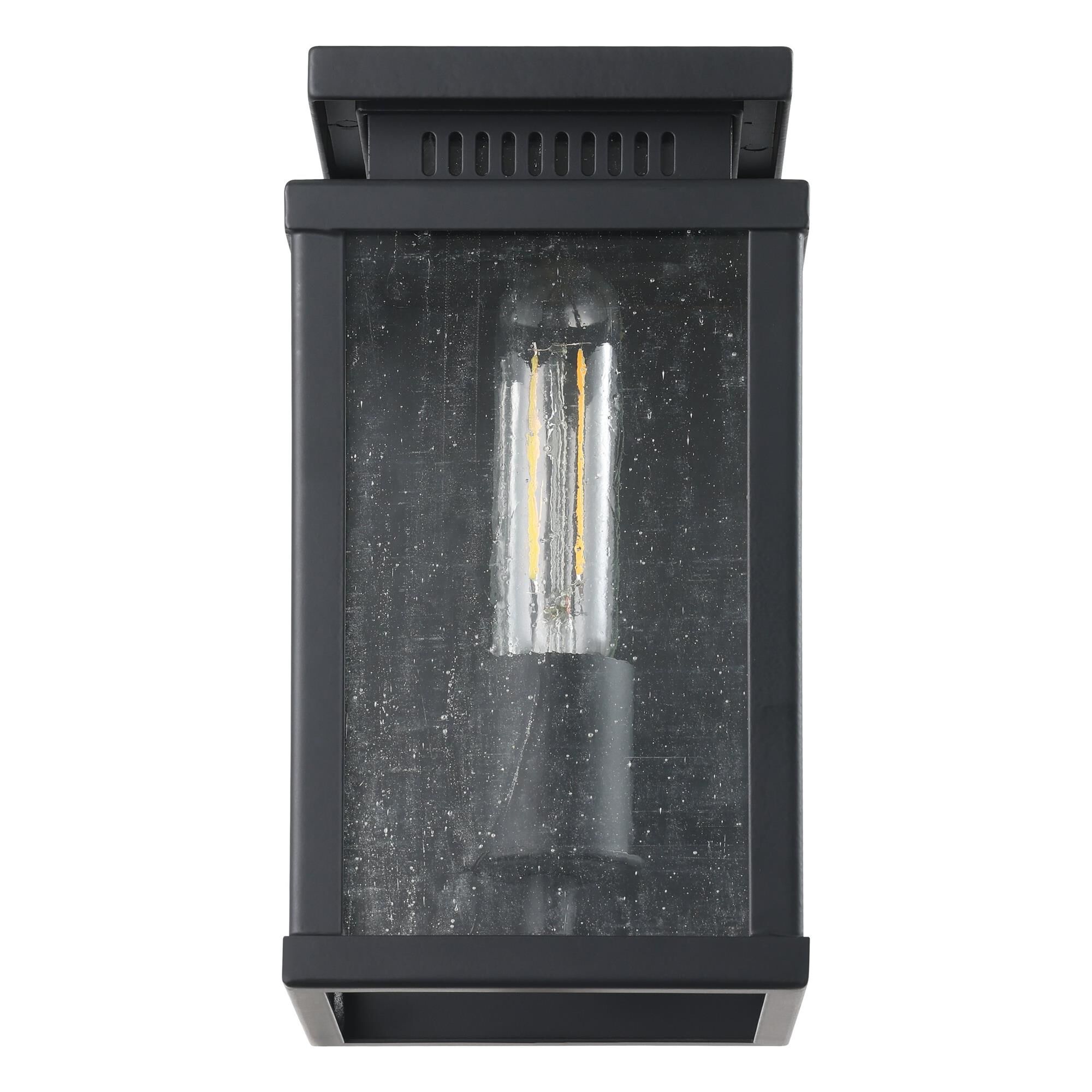 Shown in Matte Black finish and Clear Antique glass