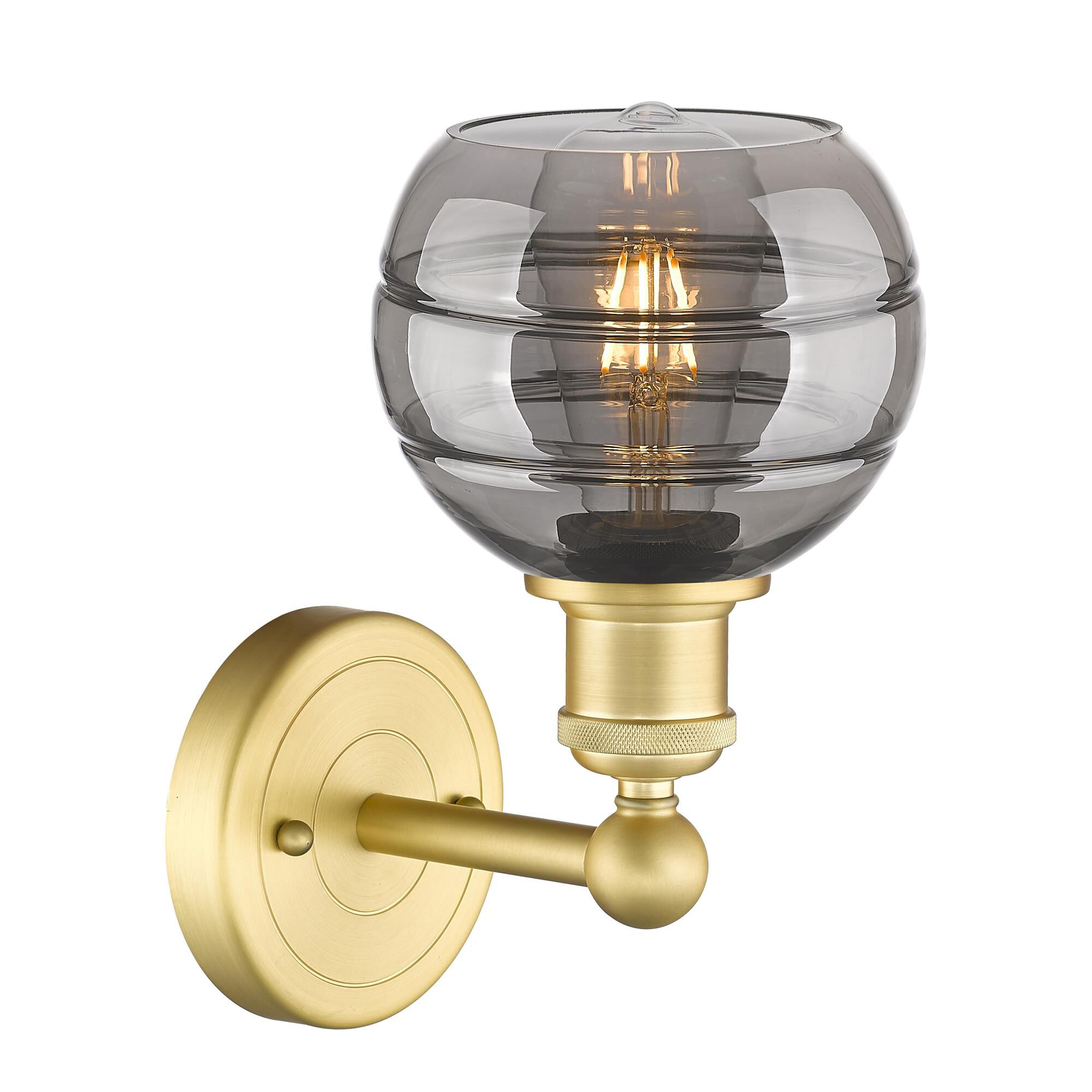 Shown in Satin Gold finish and Light Smoke glass