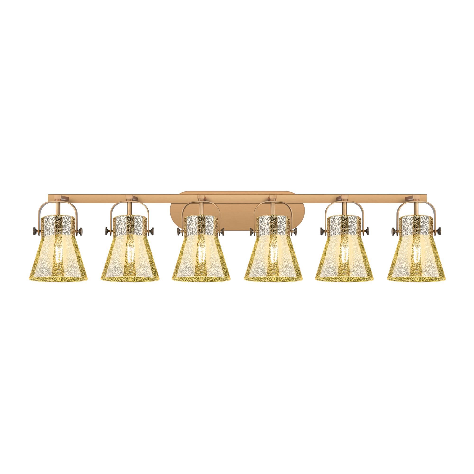 Shown in Brushed Brass finish and Mercury shade