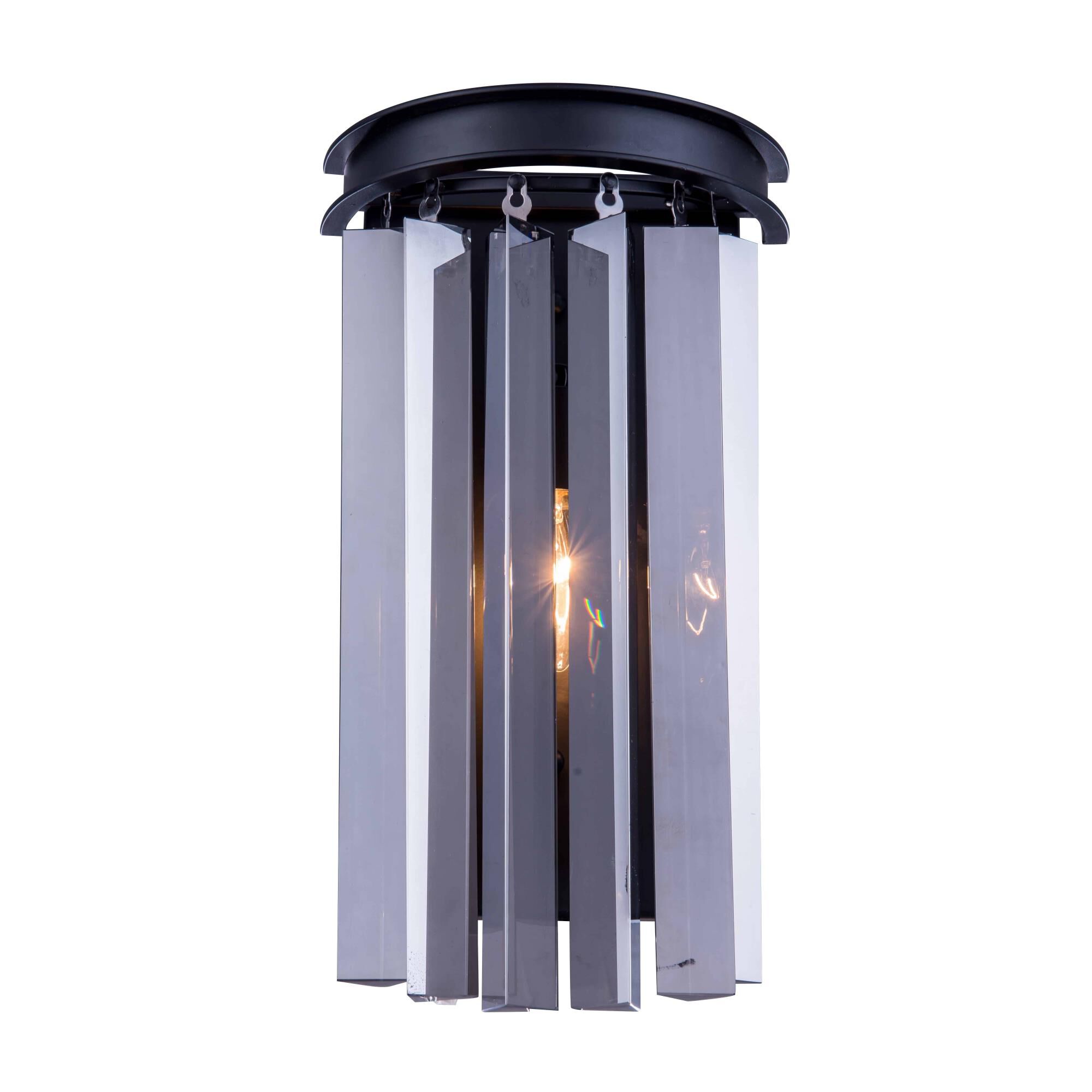 Shown in Matte Black finish and Royal Cut crystal and Silver Shade (Grey) accent