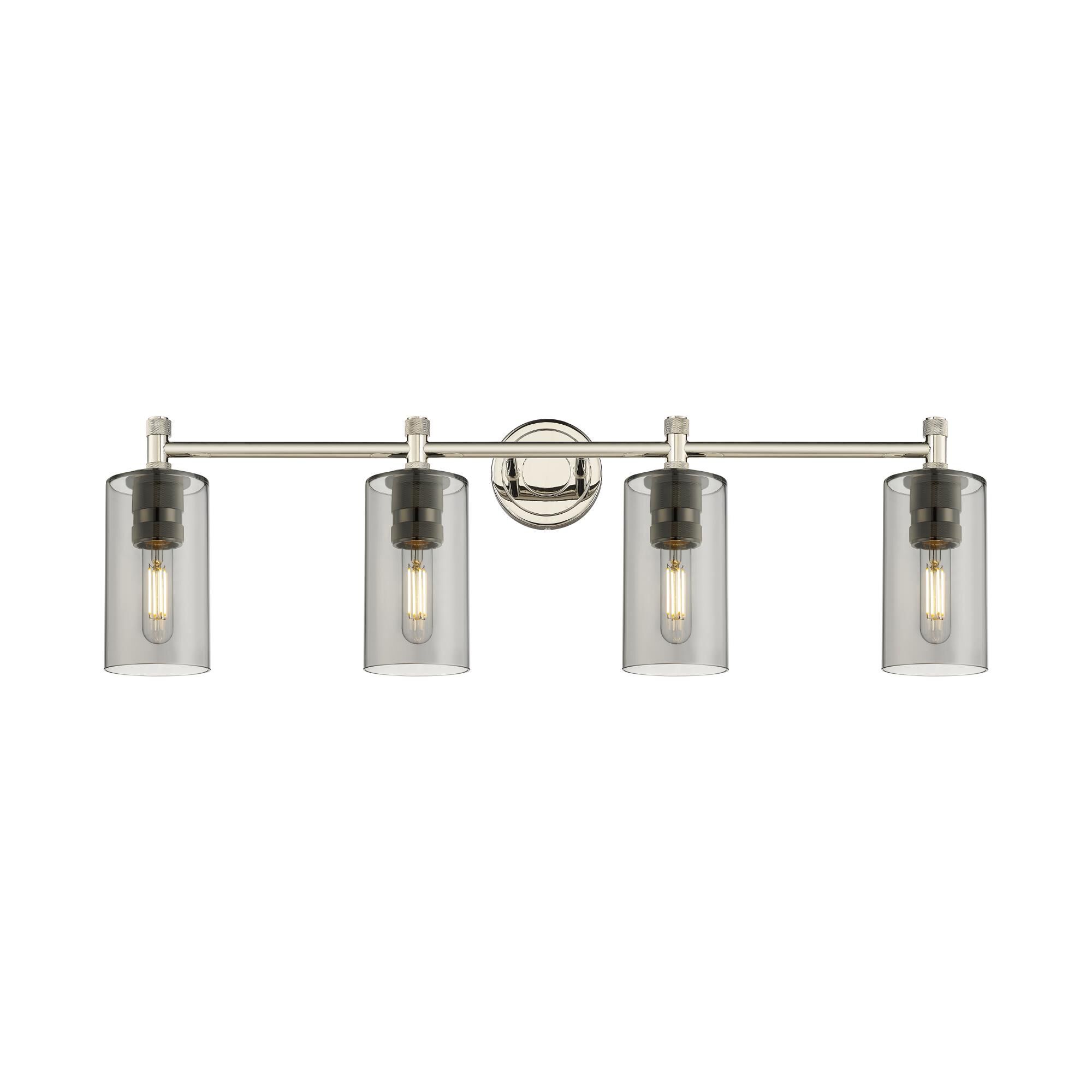 Shown in Polished Nickel finish and Plated Smoke glass and Plated Smoke Glass shade