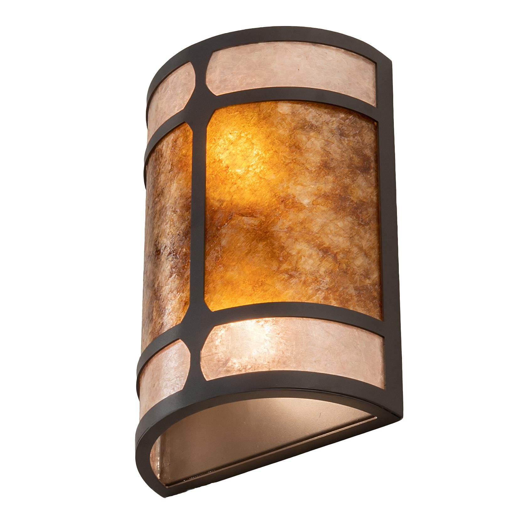 Shown in Wrought Iron finish and Amber Mica;Silver Mica glass