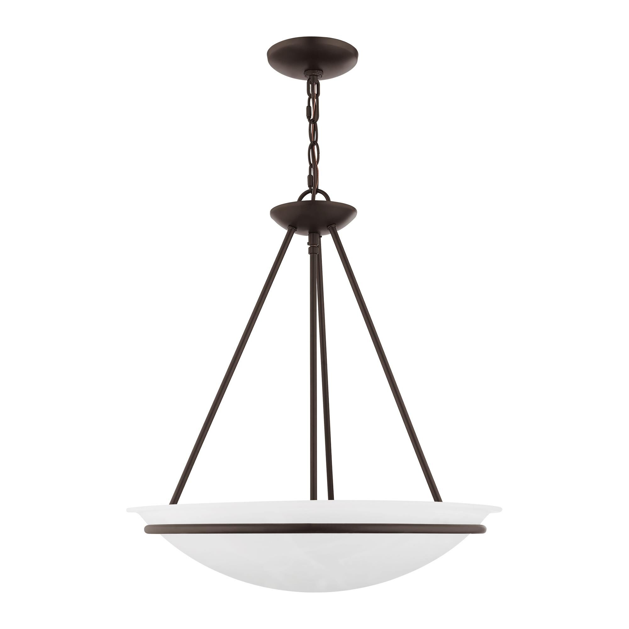 Shown in Bronze finish and White Alabaster glass