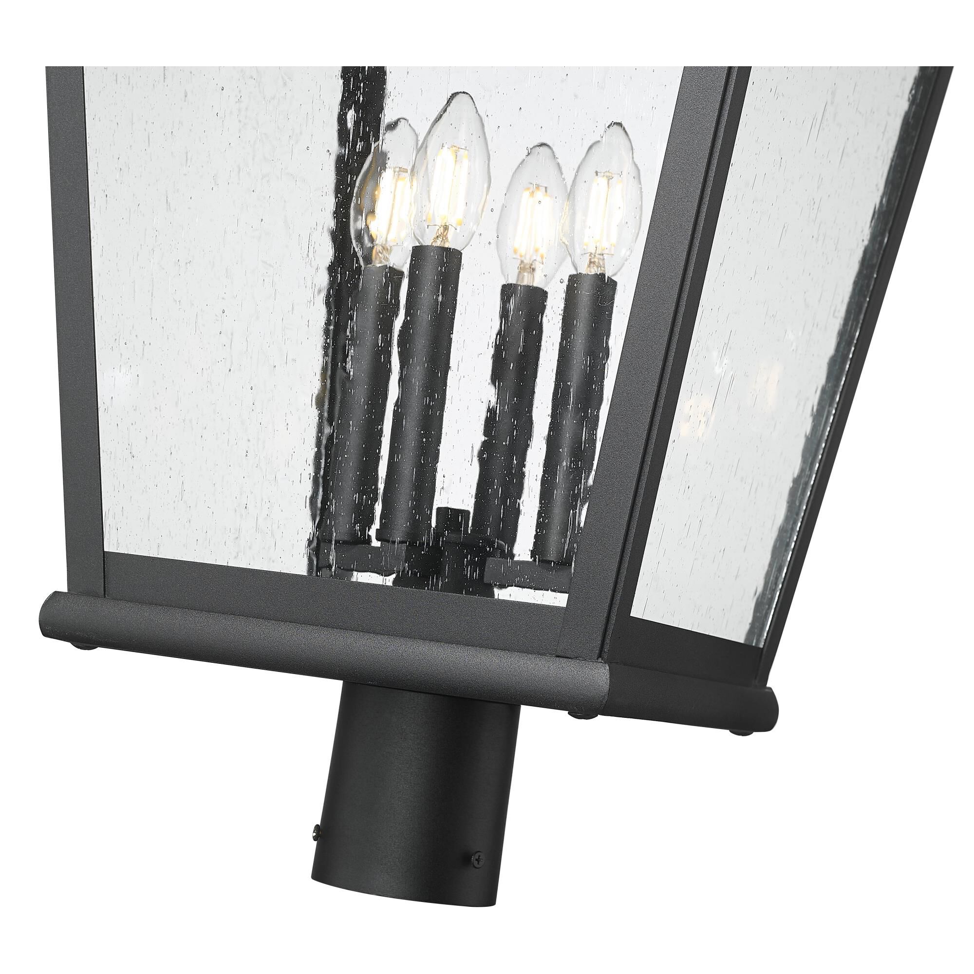 Shown in Sand Black finish and Clear Seedy glass