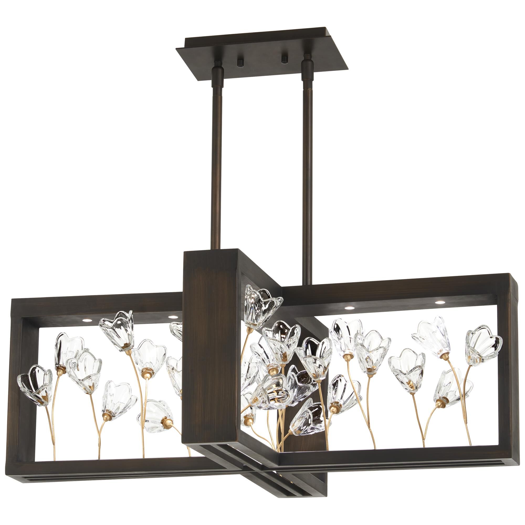 Shown in Regal Bronze With Empire Gold Leaf finish and Clear Flower glass