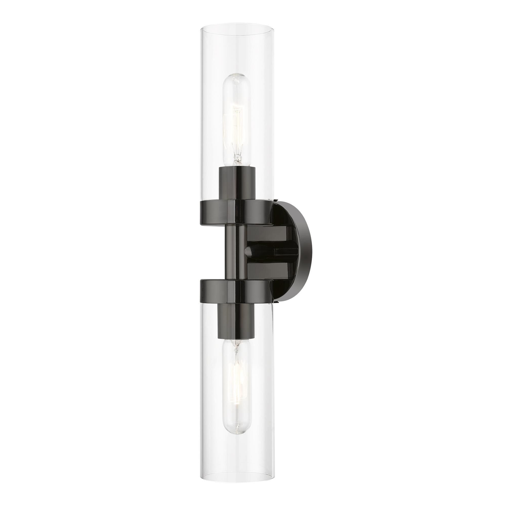 Shown in Black Chrome finish and Clear glass