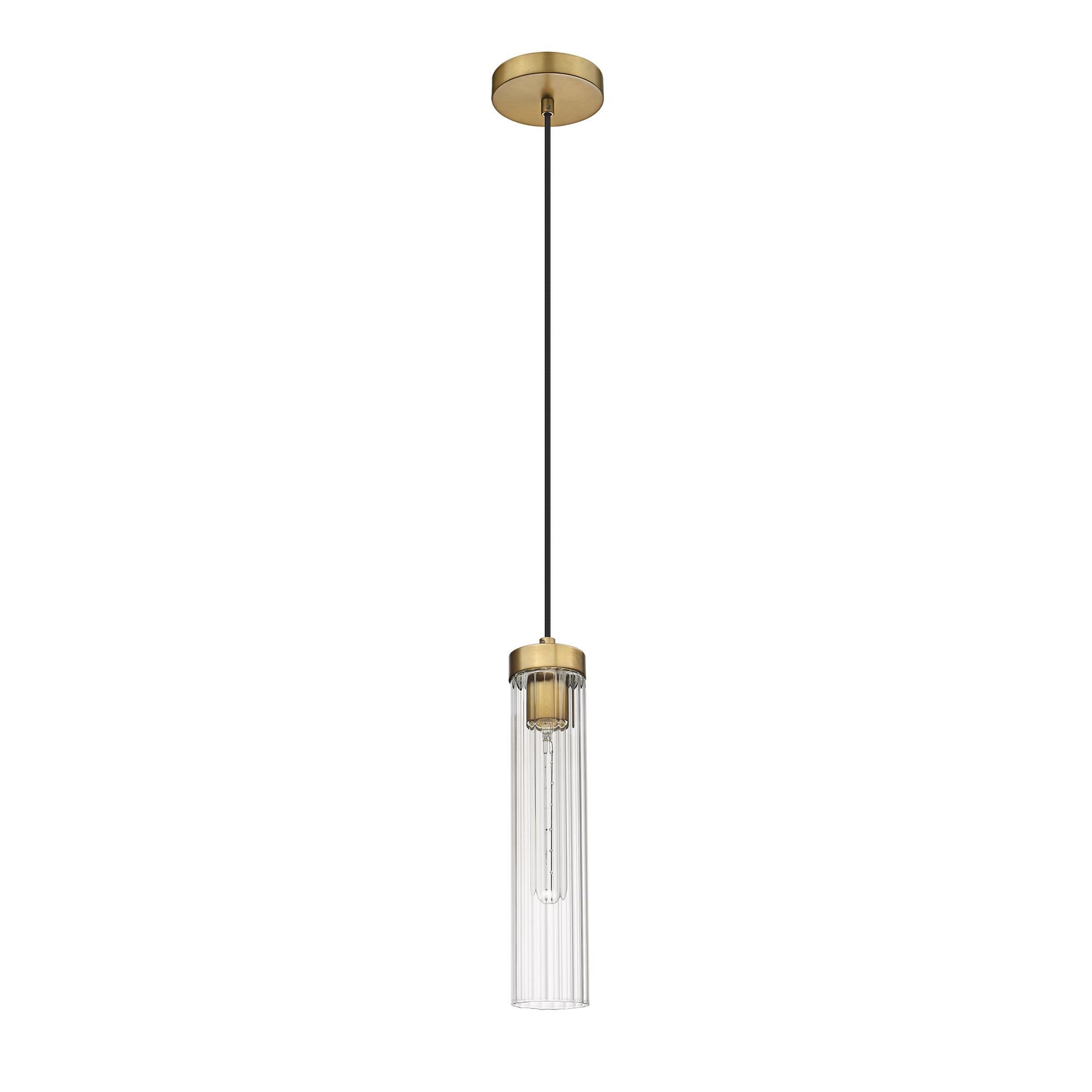 Shown in Rubbed Brass finish and Clear glass
