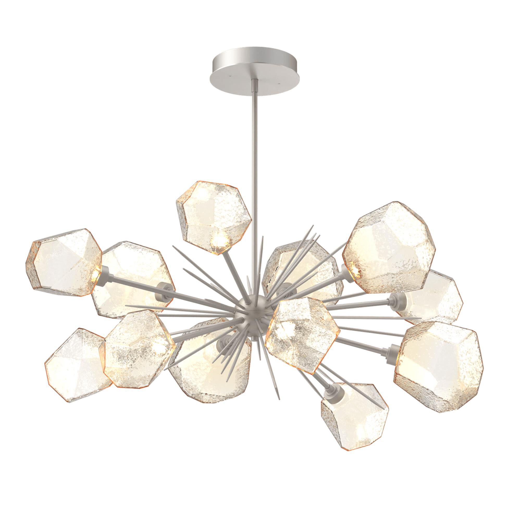 Shown in Metallic Beige Silver finish and Amber glass