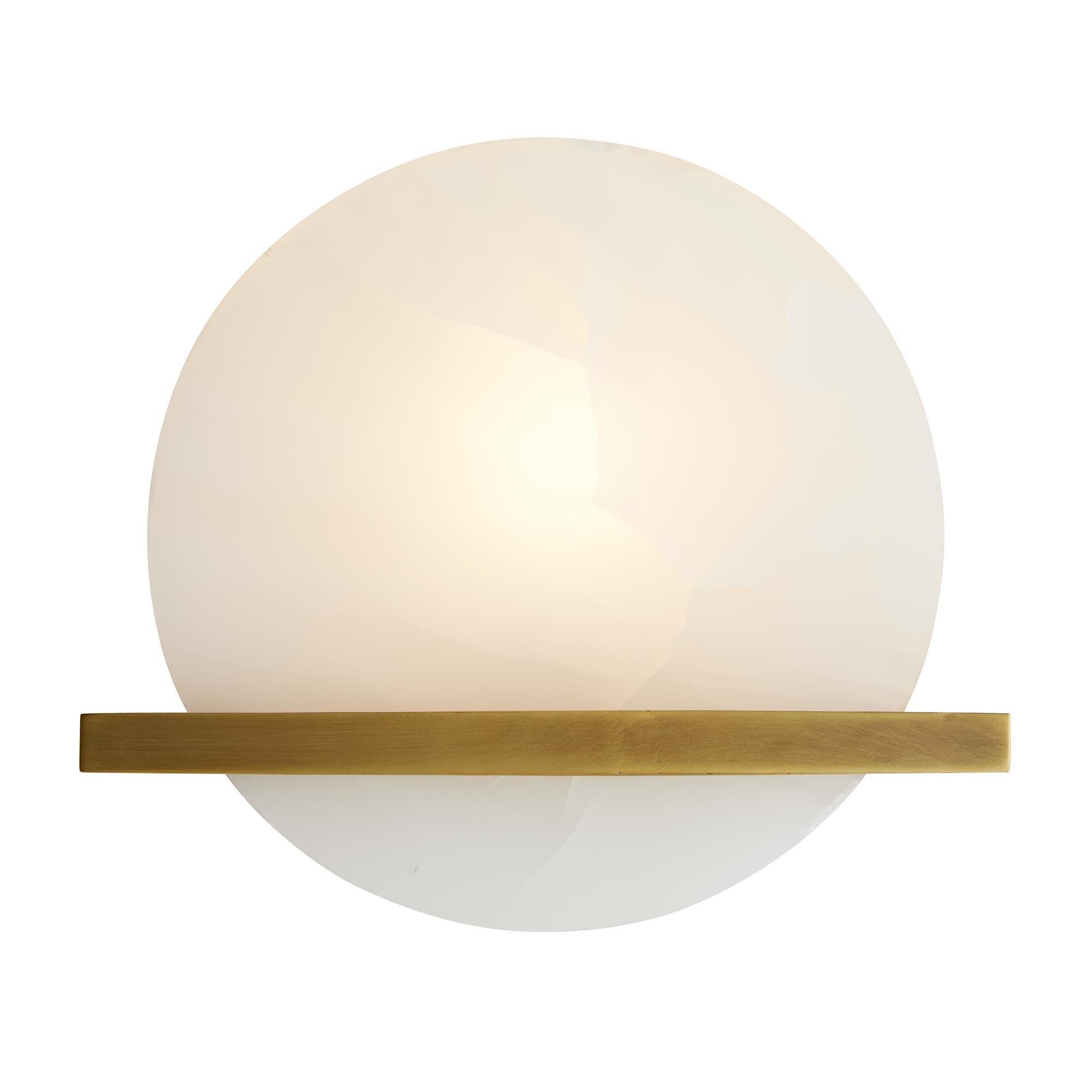 Shown in Antique Brass finish and White Onyx shade
