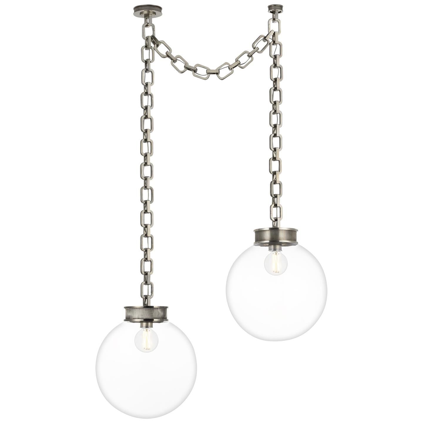 Shown in Pewter finish and Clear glass