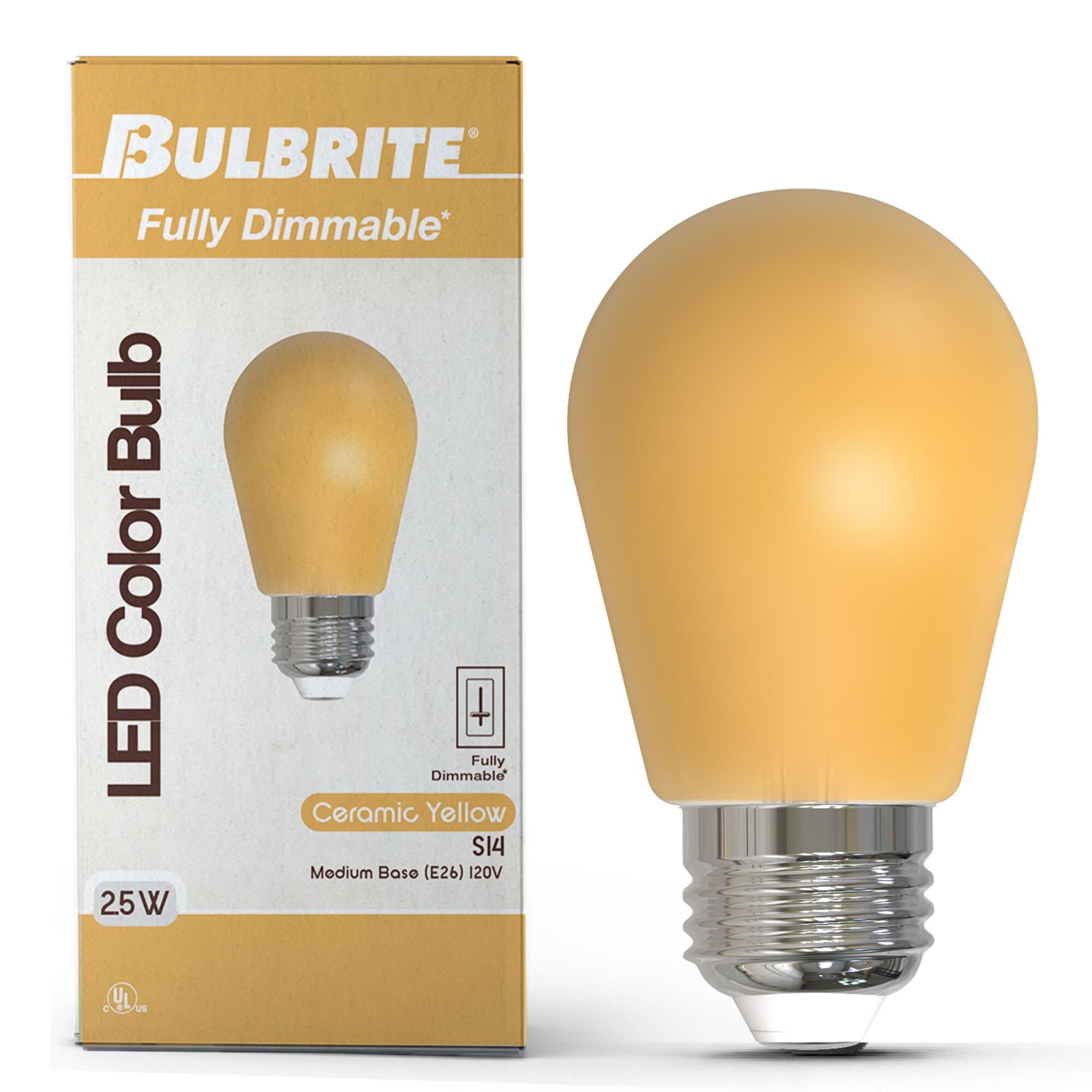 Ceramic Yellow S14 Base E26 LED Light Bulb,