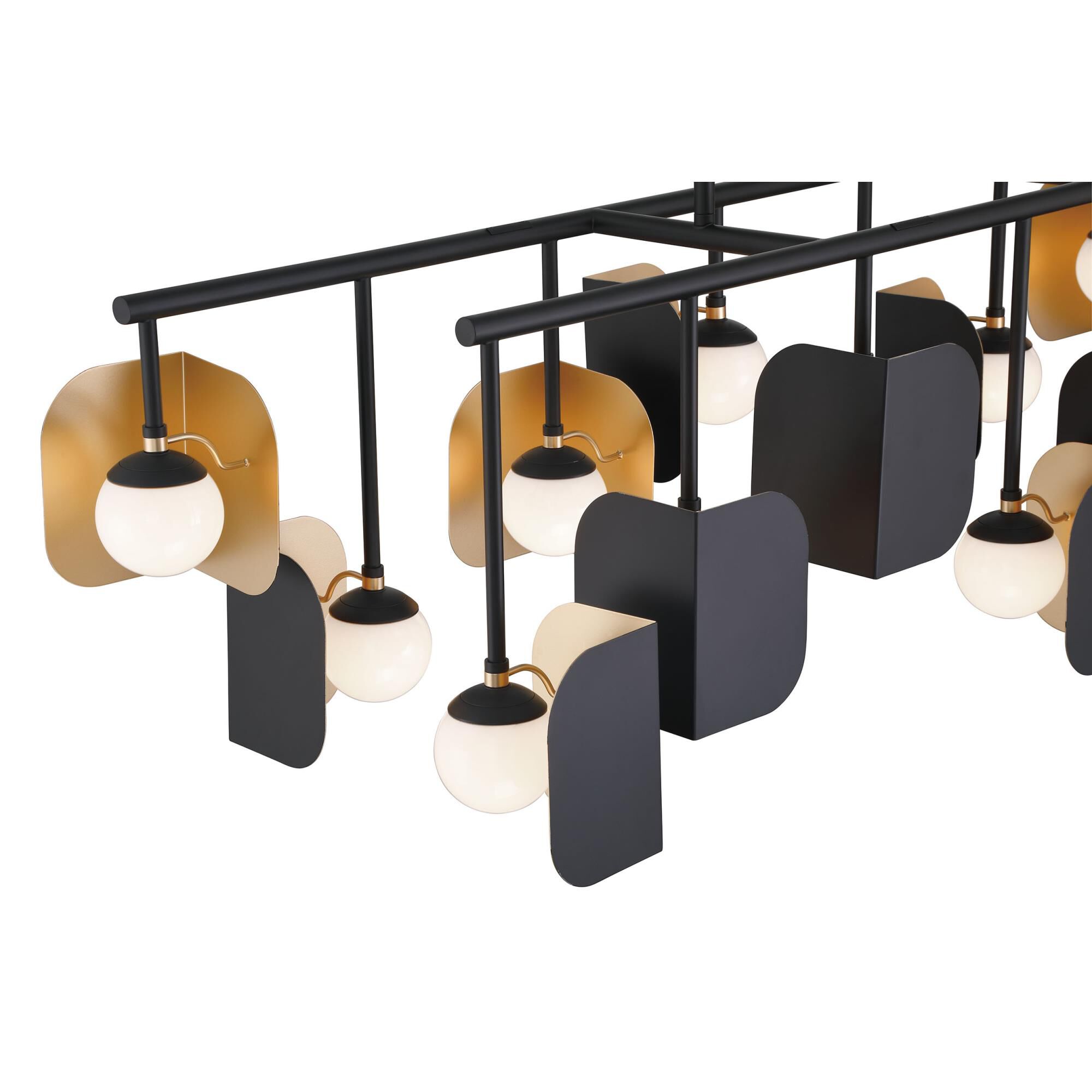 Shown in Gold-Black finish and White glass