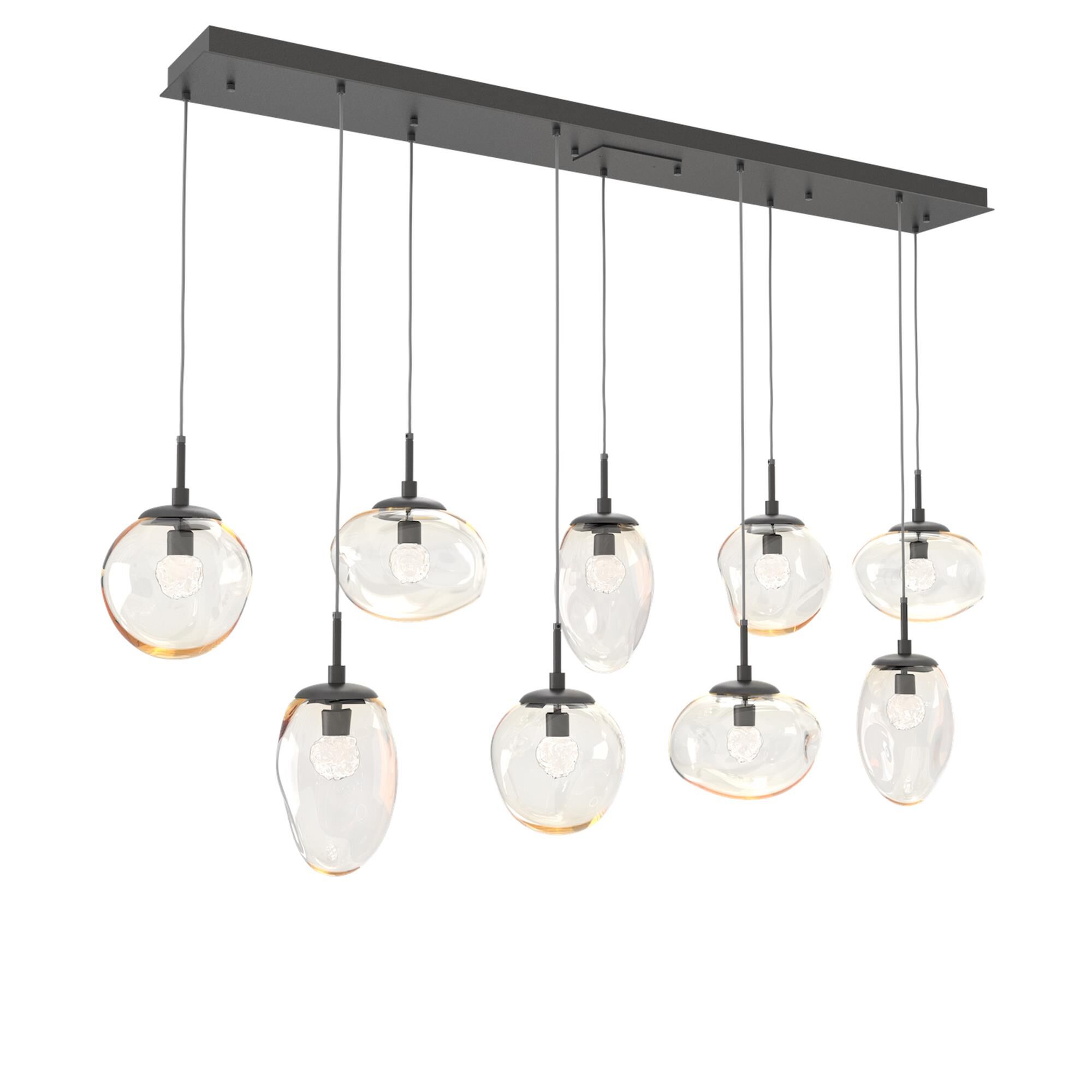 Shown in Graphite finish and Floret Inner And Amber Outer glass