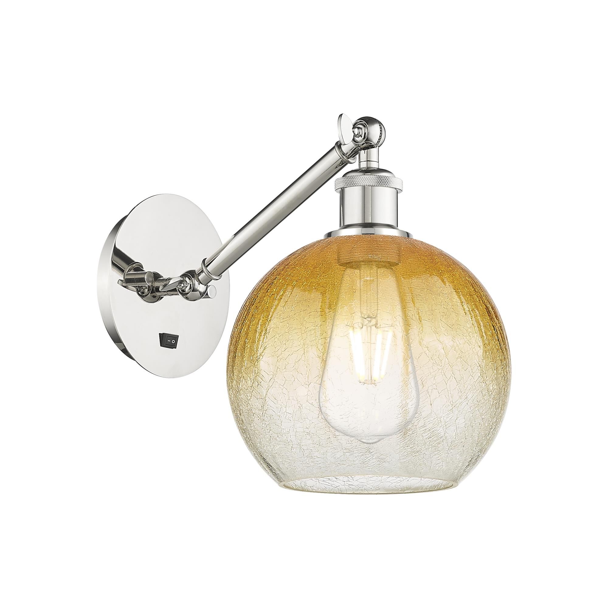 Shown in Polished Nickel finish and Amber glass