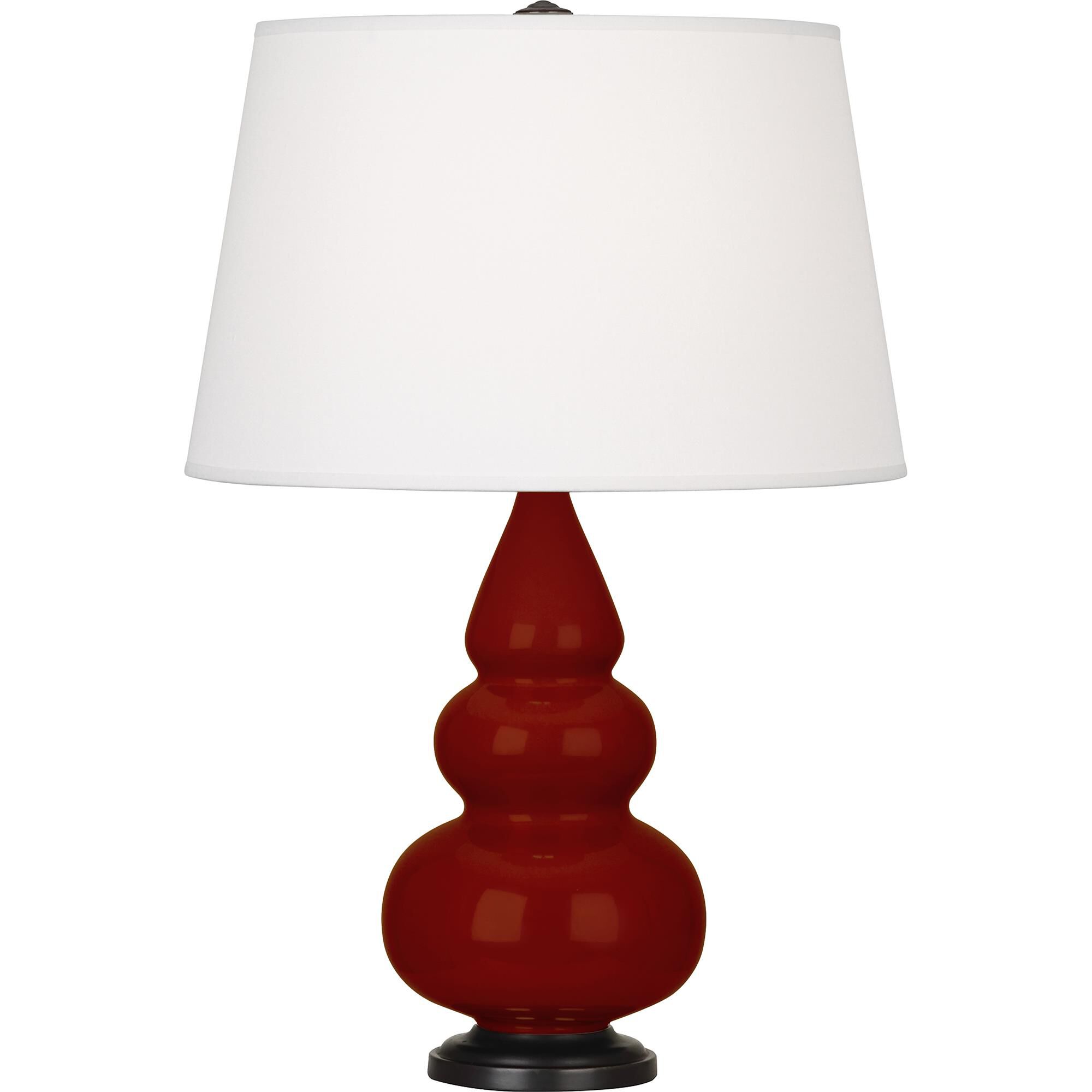 Shown in Oxblood finish and Pearl Dupioni shade and Deep Patina Bronze accent