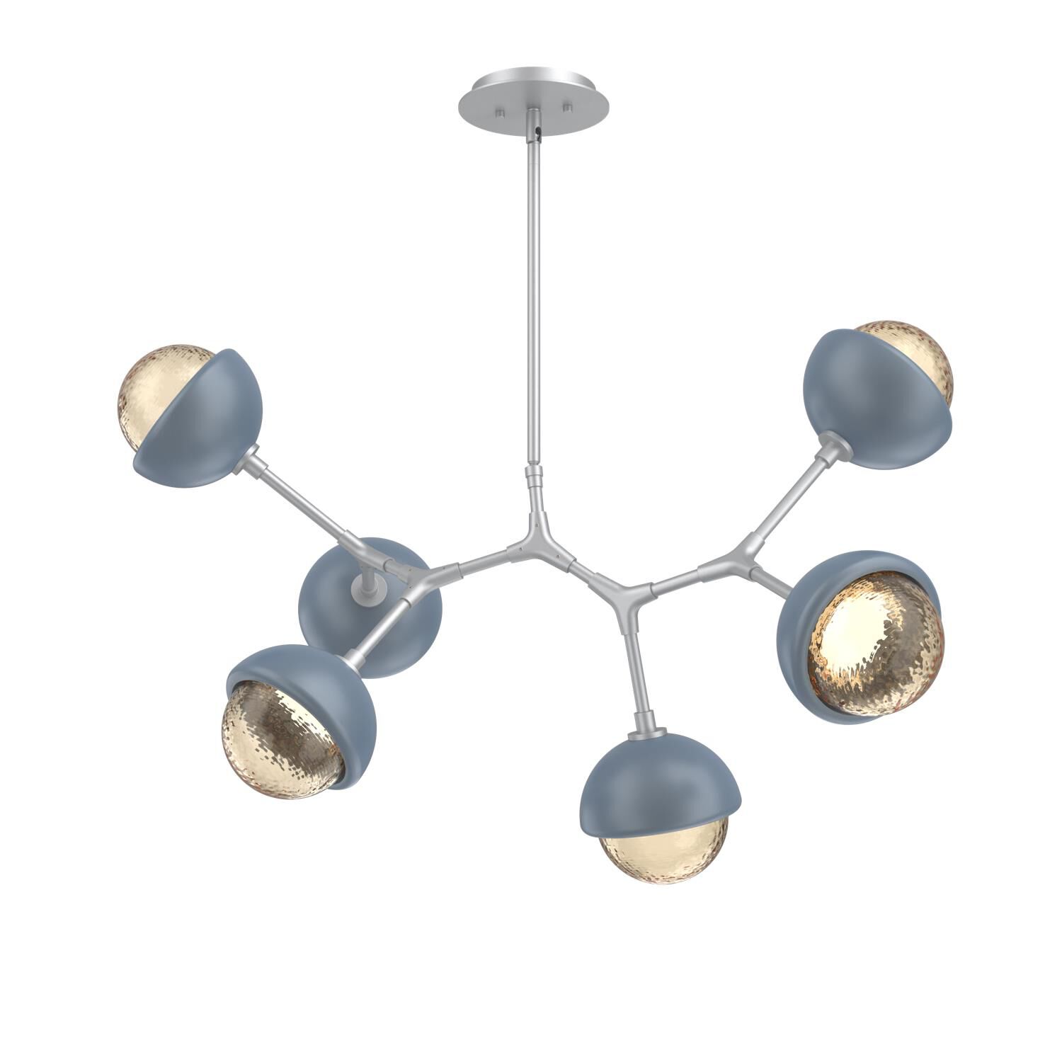 Shown in Classic Silver finish and Amber glass and Poppy Blue accent