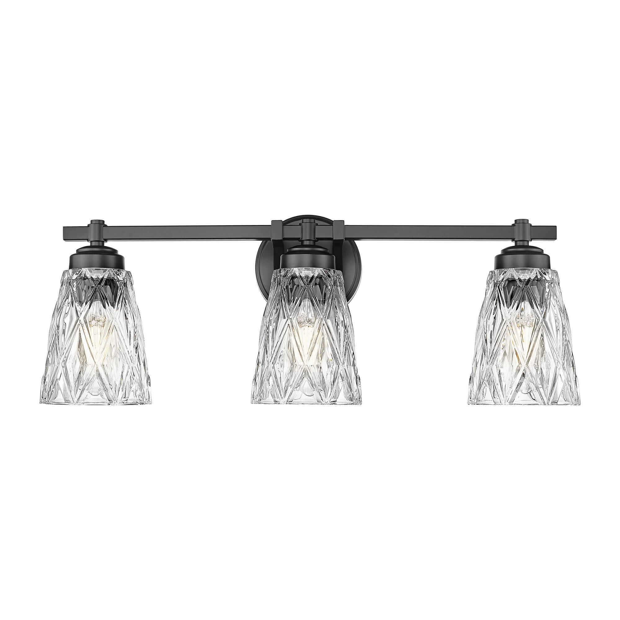 Shown in Matte Black finish and Clear glass