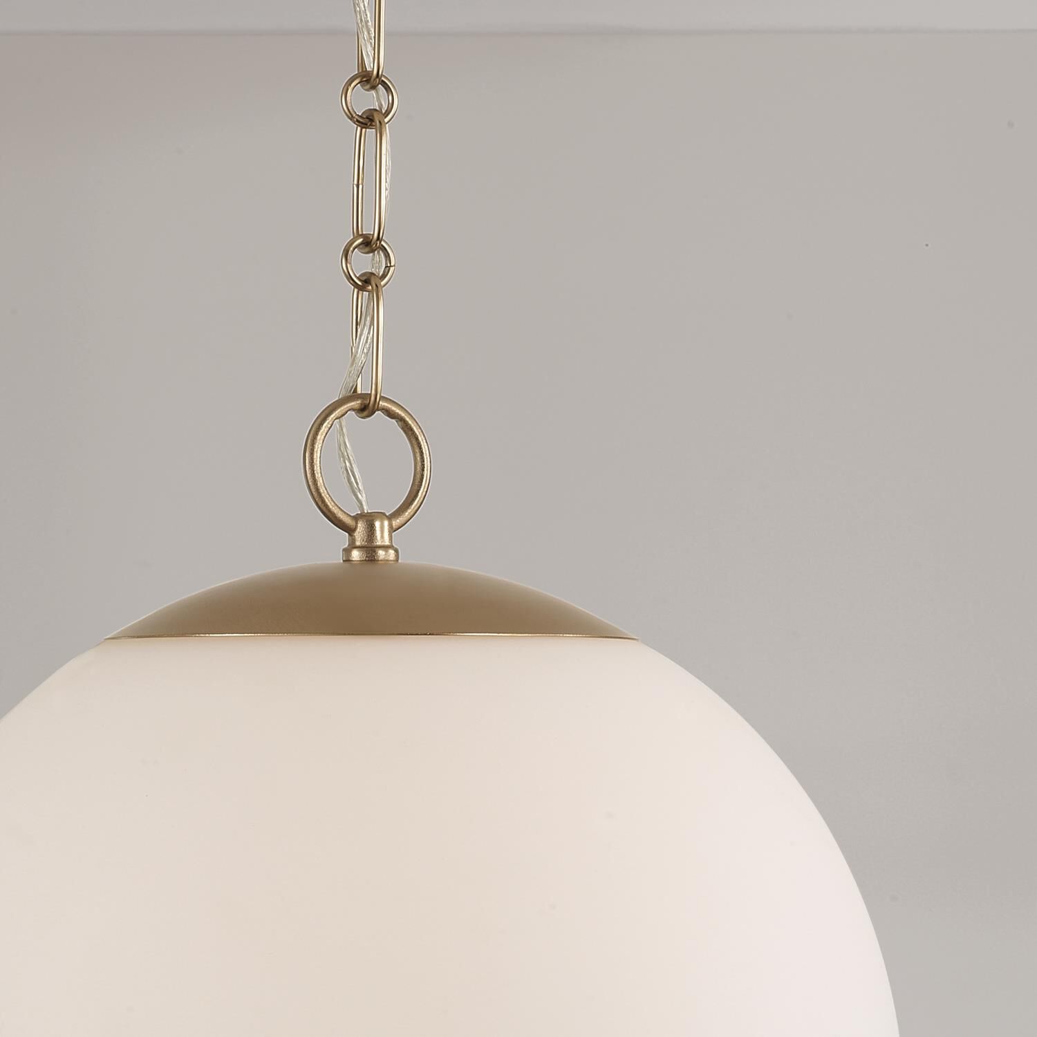 Shown in Matte Brass finish and Soft White glass