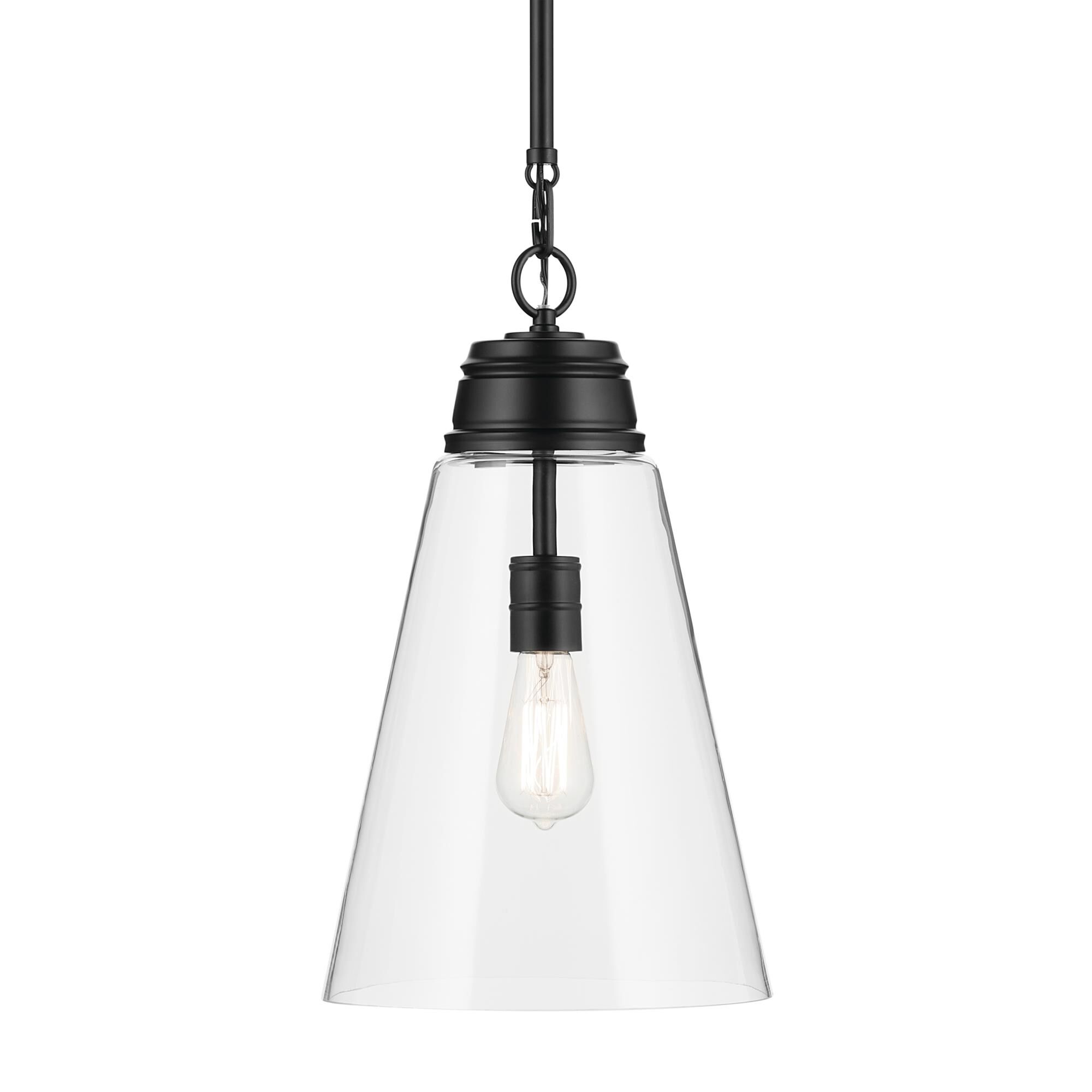 Shown in Black finish and Clear glass