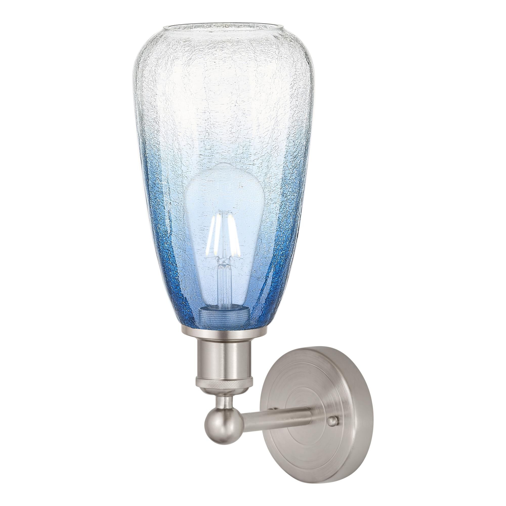 Shown in Brushed Satin Nickel finish and Sapphire Blue glass