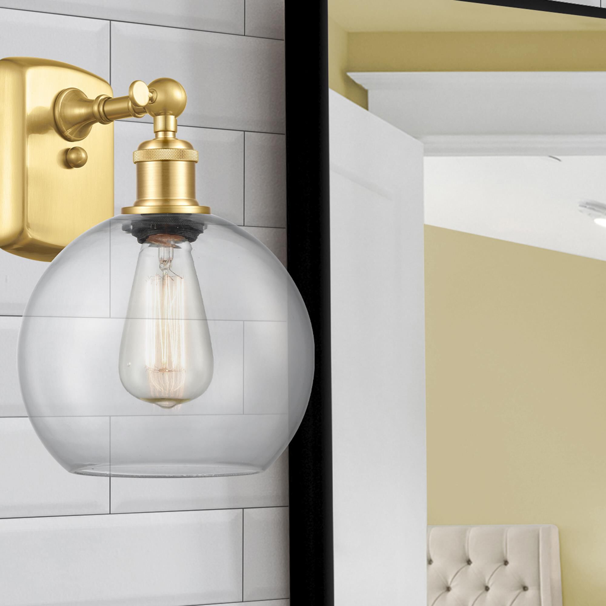 Shown in Satin Gold finish and Clear glass