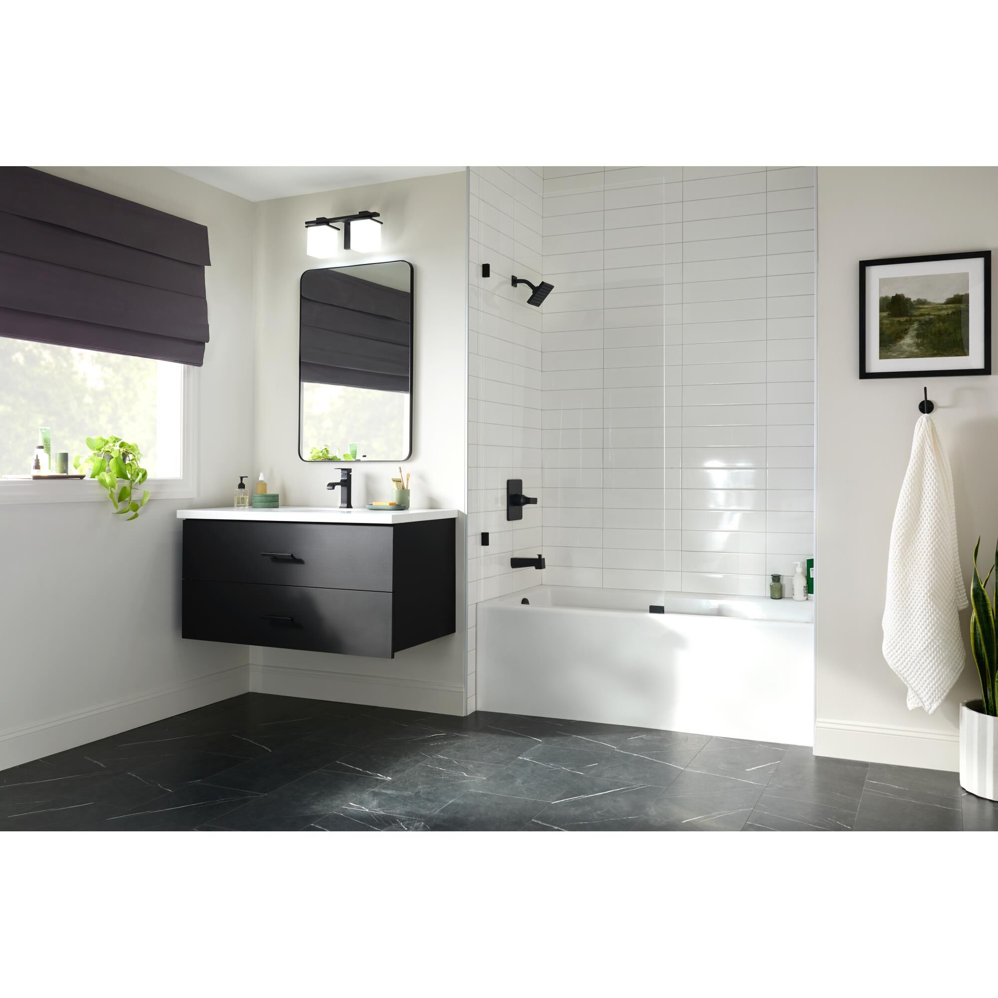 Shown in Black finish and Satin Etched Cased Opal glass