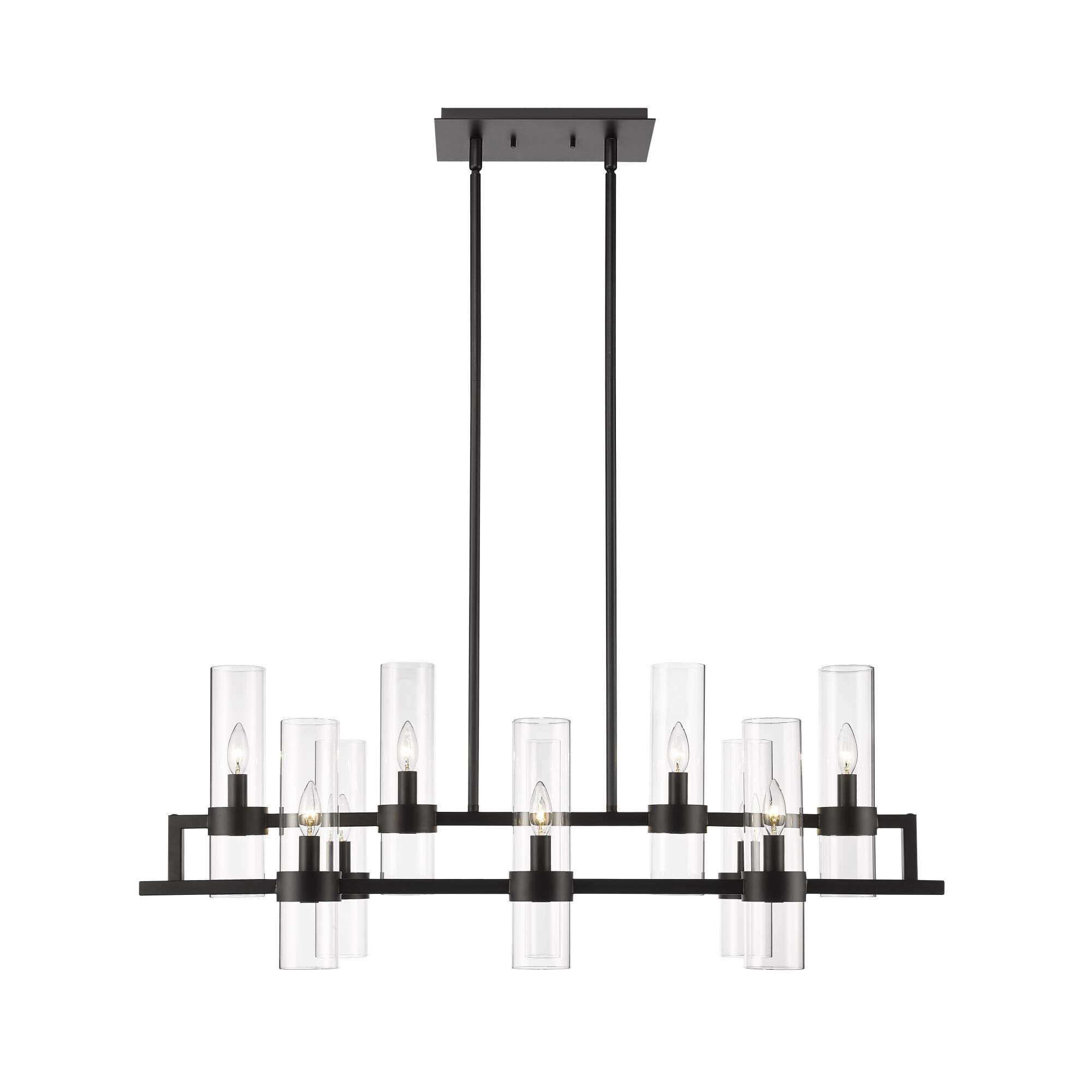 Shown in Matte Black finish and Glass shade