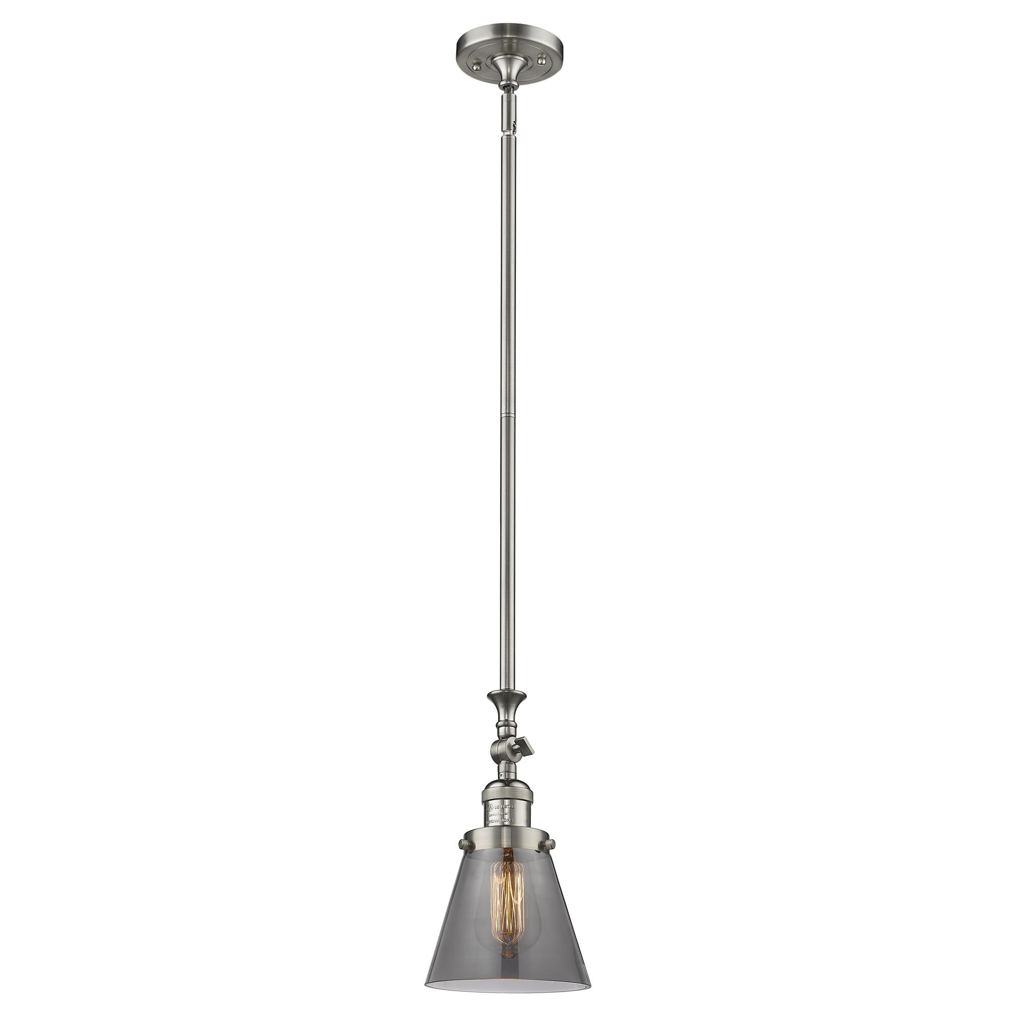 Shown in Brushed Satin Nickel finish and Smoked glass