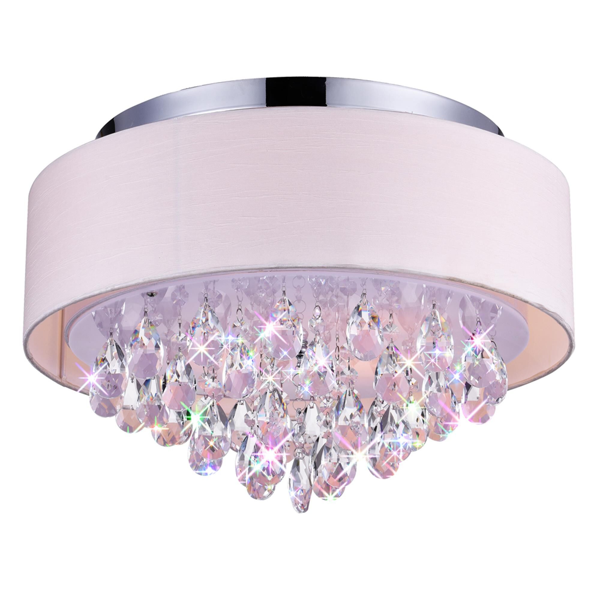 Shown in Chrome finish and K9 Clear crystal and Off White shade