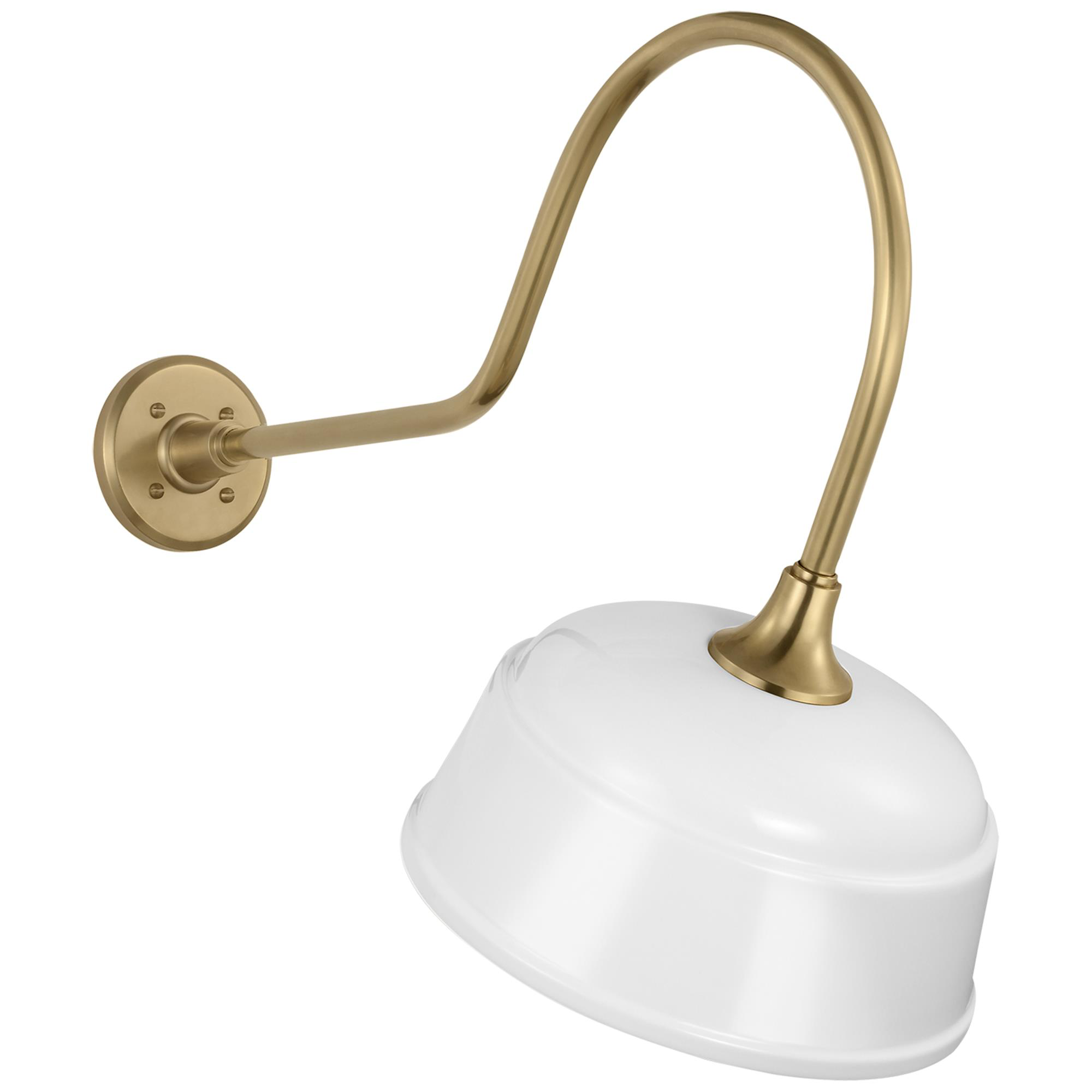 Shown in Hand-Rubbed Antique Brass finish and White Rockhouse shade