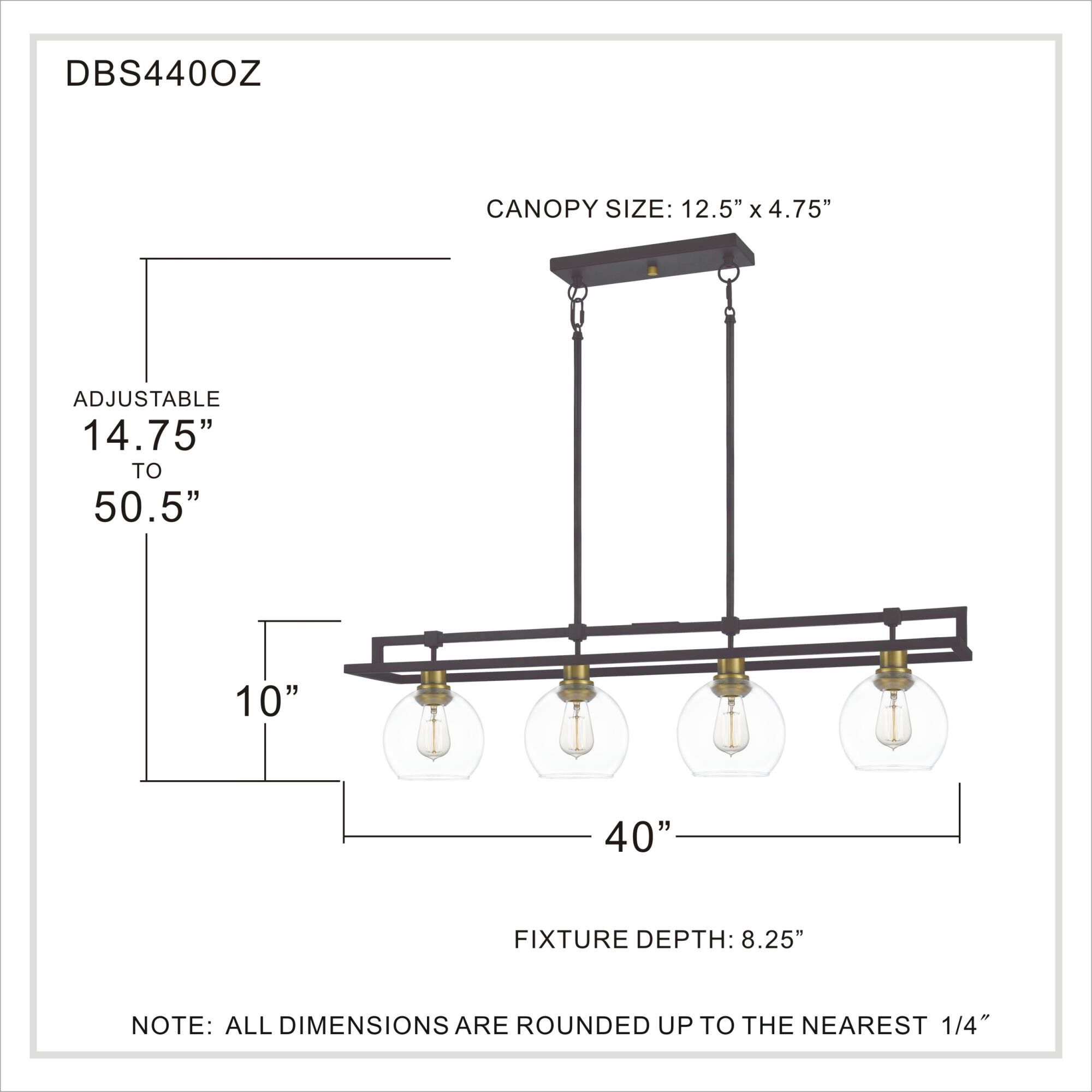 40 Inch 4 Light Linear Suspension Light by Quoizel